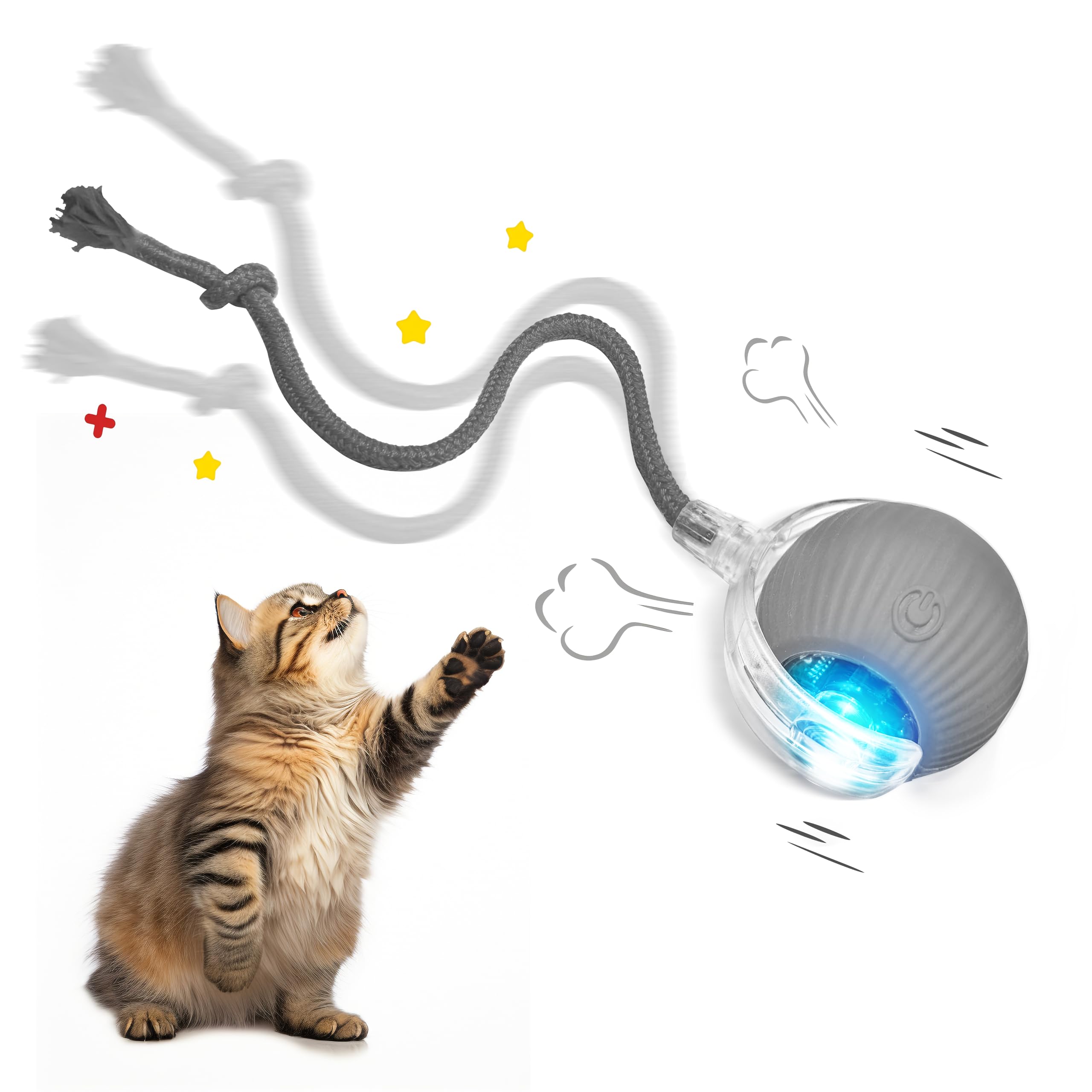 2025 Upgraded Interactive Rolling Cat Toy Ball - 360° Smart Automatic Self-Rolling Pet Toy for Cats & Dogs | Electric Moving Ball for Indoor Kittens & Puppies | Perfect for Playtime, Exercise & Boredom Relief