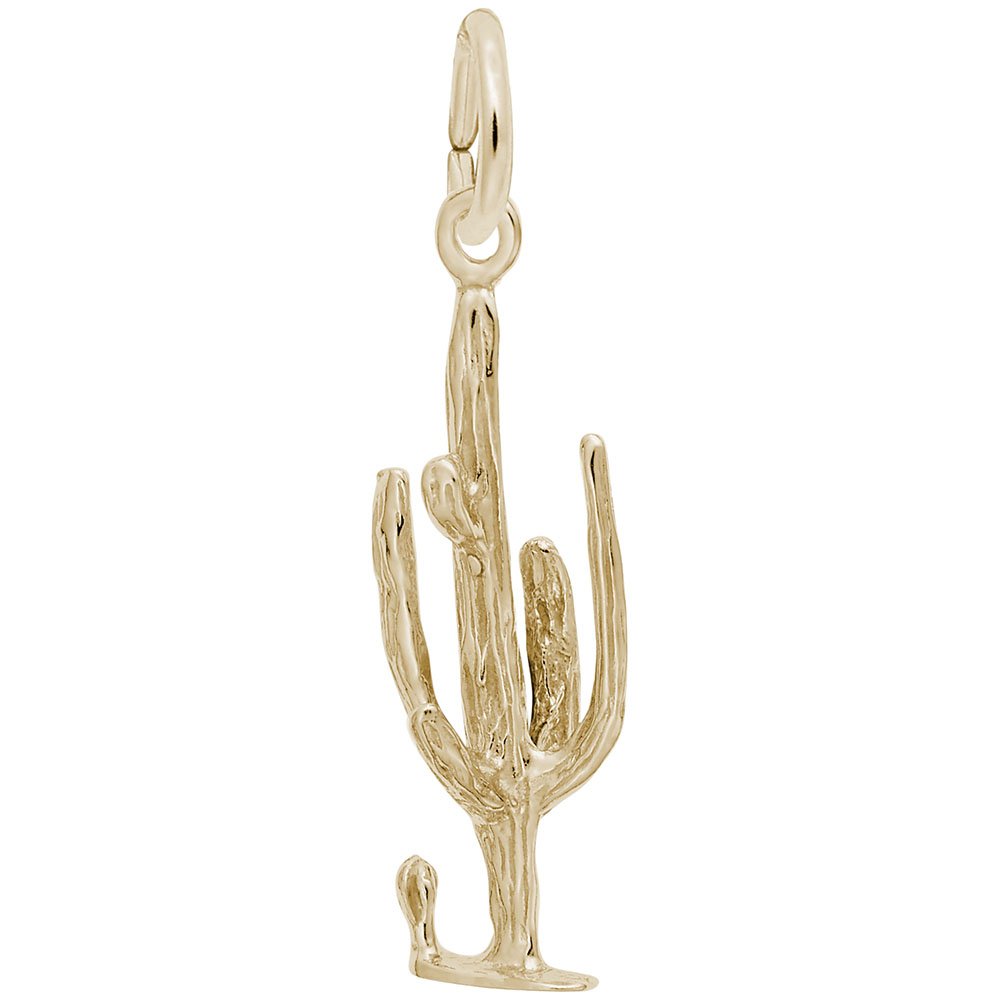 10k Yellow Gold Cactus Charm Pendant - Dainty Jewelry for Bracelets & Necklaces - Perfect for Western Boho Fashion & Gift Giving