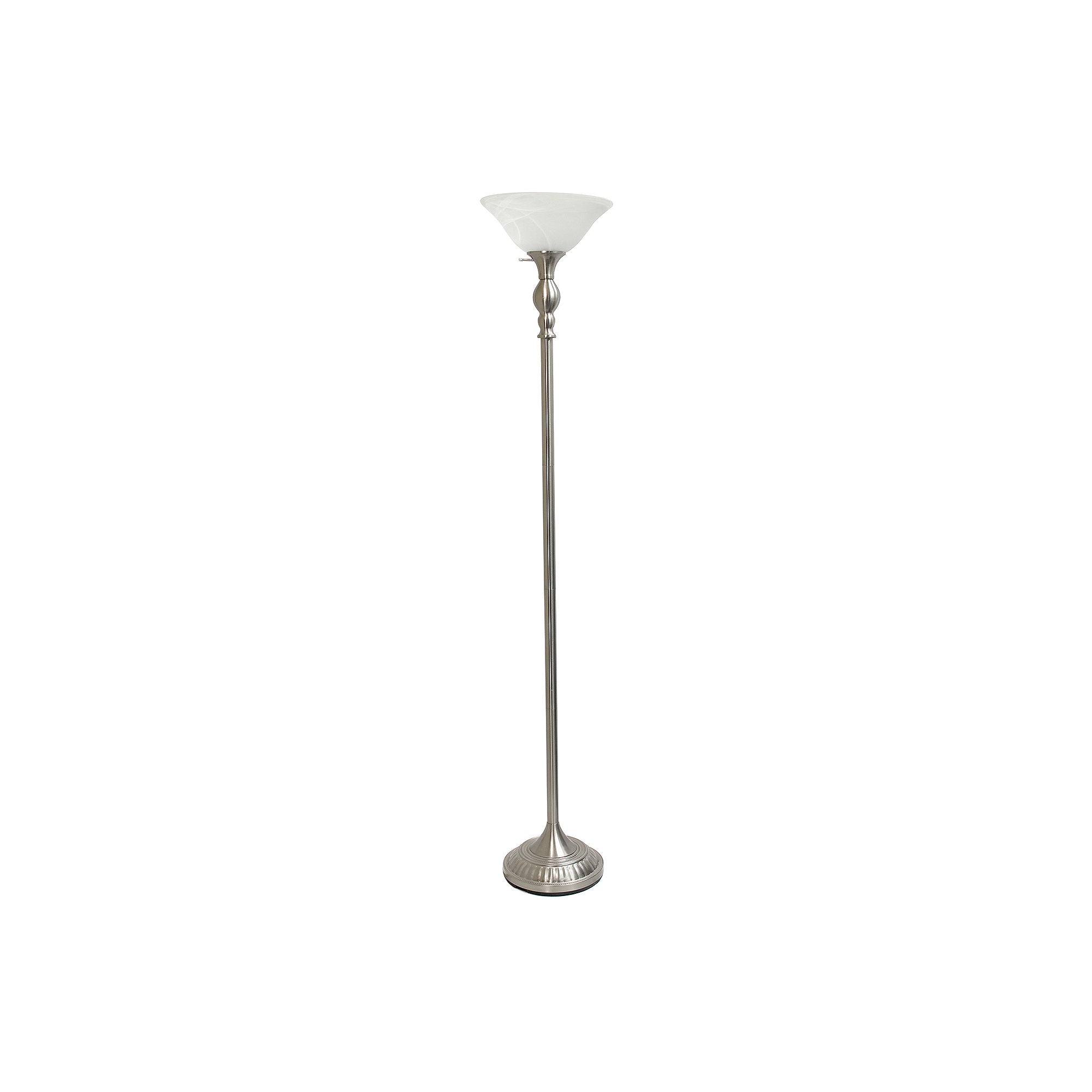 Lalia Home Classic 1-Light Torchiere Floor Lamp in Brushed Nickel - Modern Metal Floor Lamp for Living Room, Bedroom & Office Lighting (Model LHF 3001 AB)
