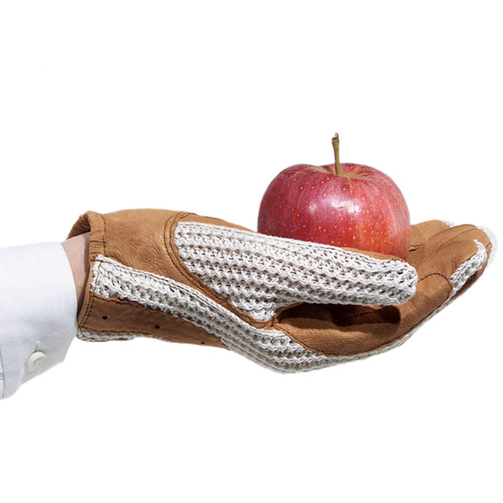 Women's Horseshoe Crochet Back Gloves with Leather Palm - Fashionable Winter Gloves for Riding, Driving & Outdoor Activities