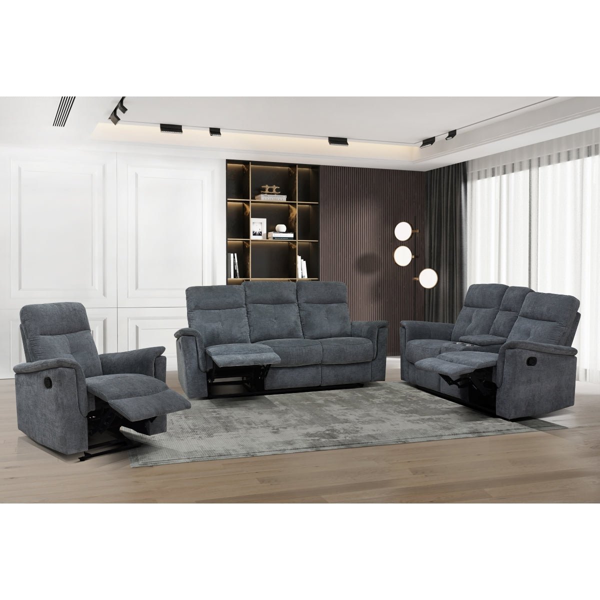 Ellesmere Reclining Loveseat - Modern Fabric Recliner Sofa for Living Room, Small Space, Home Theater | Comfortable Two-Seater with Adjustable Backrest & Footrest | Perfect for Relaxing, Watching TV, or Napping
