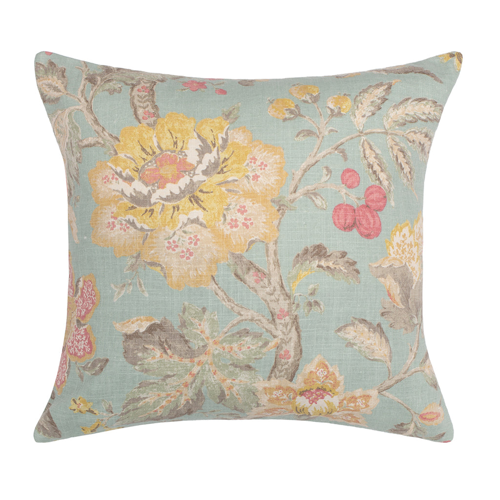 Green Garden Blooms Square Throw Pillow - Decorative Cushion Cover for Sofa, Bed, Living Room & Outdoor Patio