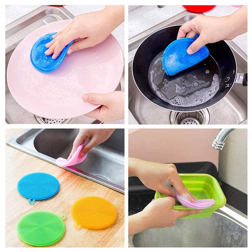 **Atcan Silicone Sponge Scrubber – Food Grade Reusable Dish Scrubber for Washing Dishes, Fruits & Vegetables – Eco-Friendly Kitchen Cleaning Tool (1 PC) – Perfect for Sinks, Countertops & Camping**