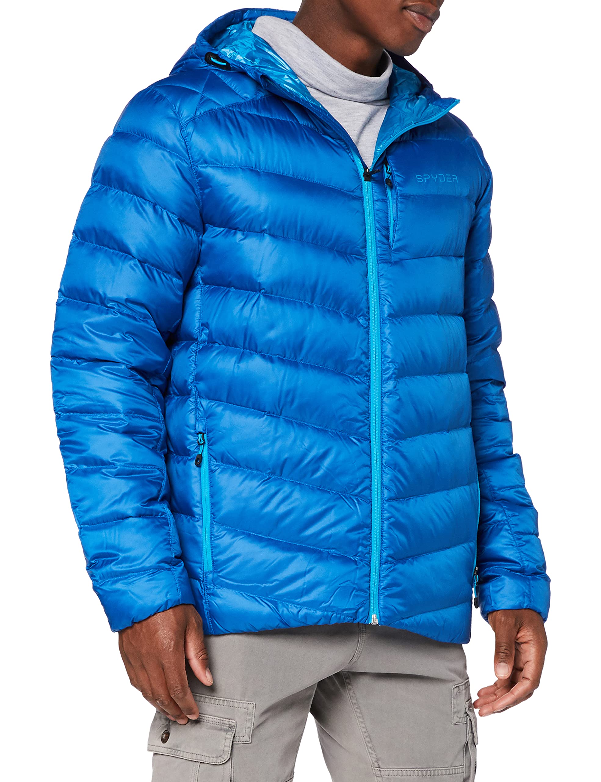 Spyder Men's Timeless Hooded Down Jacket - Lightweight Warm Winter Coat for Skiing, Hiking & Outdoor Activities
