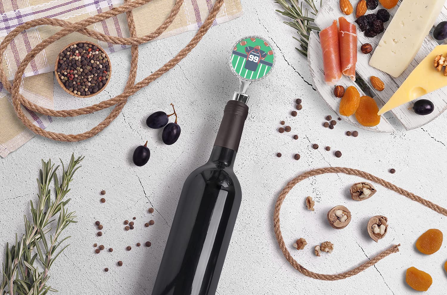 Custom Football Jersey Wine Bottle Stopper - Personalized Sports Fan Gift for Wine Lovers - Perfect for Tailgating, Game Day Parties & Home Bars