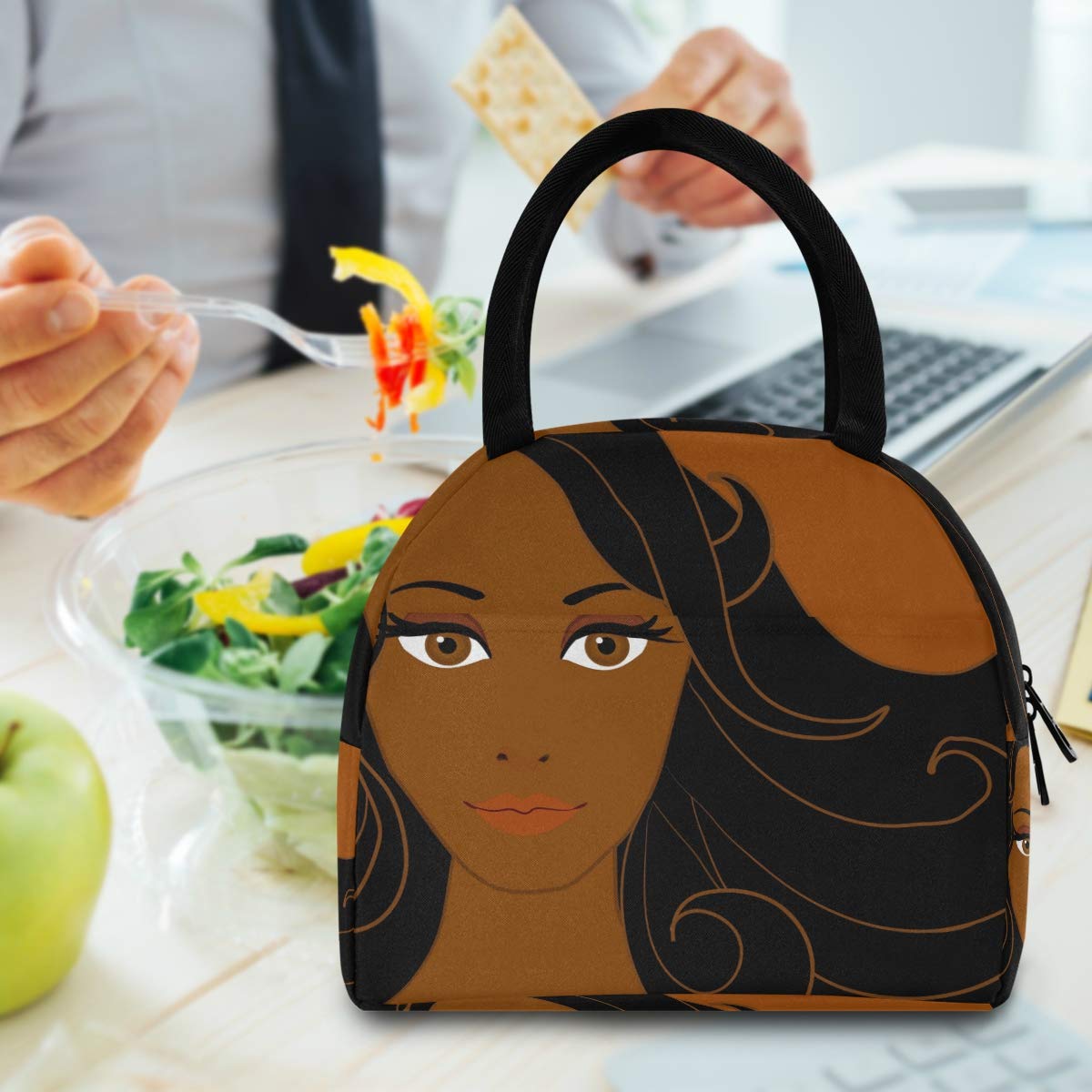 Insulated Lunch Box for Women - African American Themed Cooler Tote Bag for Work, School & Picnics | Stylish & Durable Lunch Bag