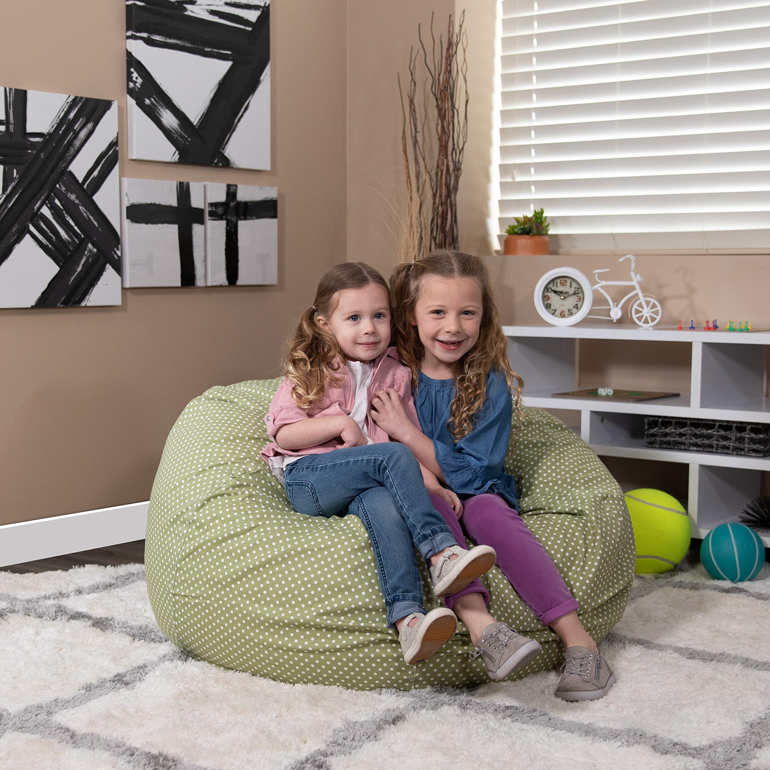 Oversized Green Dot Bean Bag Chair for Kids & Adults - Perfect for Living Room, Bedroom, Game Room & Dorm Relaxation