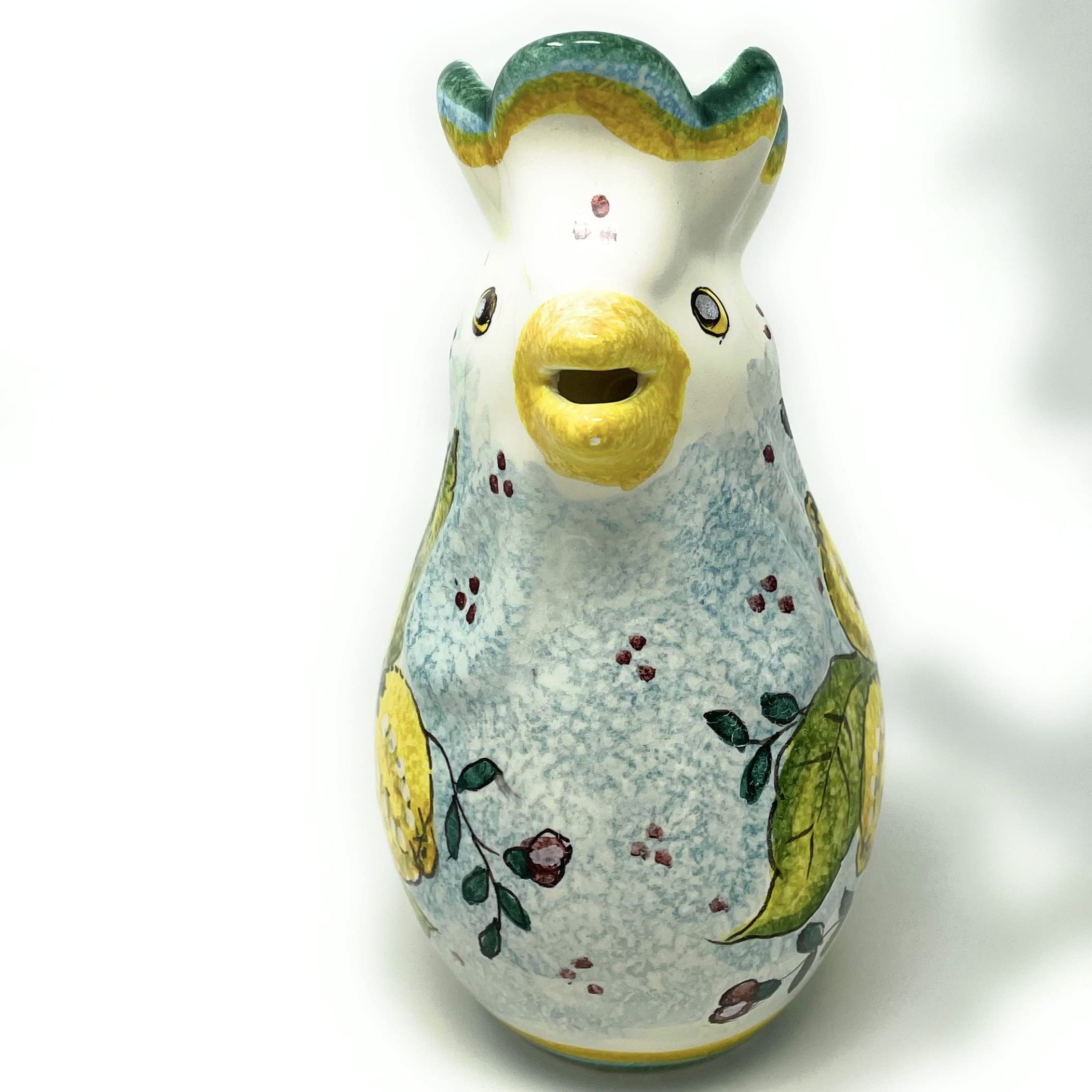 Italian Ceramic Art Pitcher - Hand Painted Tuscan Vine Vino Jar with Lemon Decor, Made in Italy | Perfect for Kitchen Decor, Wine Serving & Tuscan Home Decor