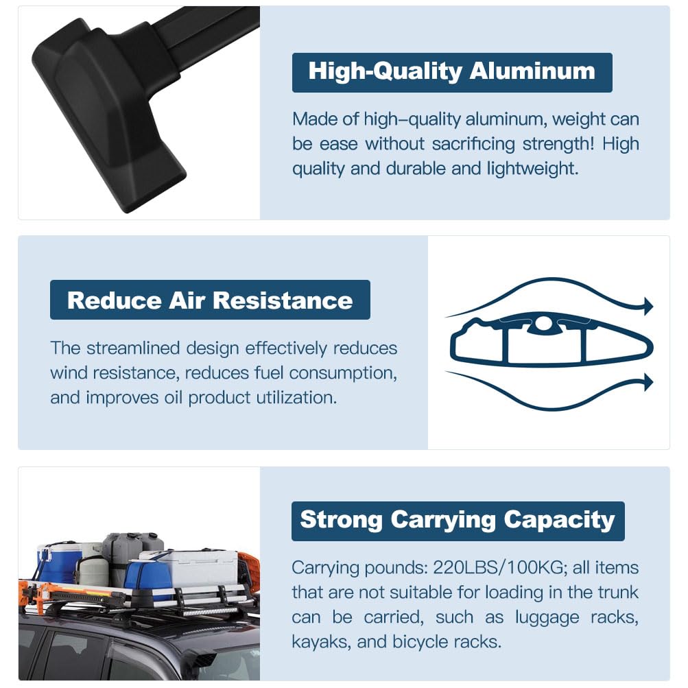 ECCPP Aluminum Kayak Roof Rack Crossbars - Black Cargo Carrier Rails Compatible with 2007-2011 Honda CR-V SUV | Perfect for Kayaking, Camping & Outdoor Adventures