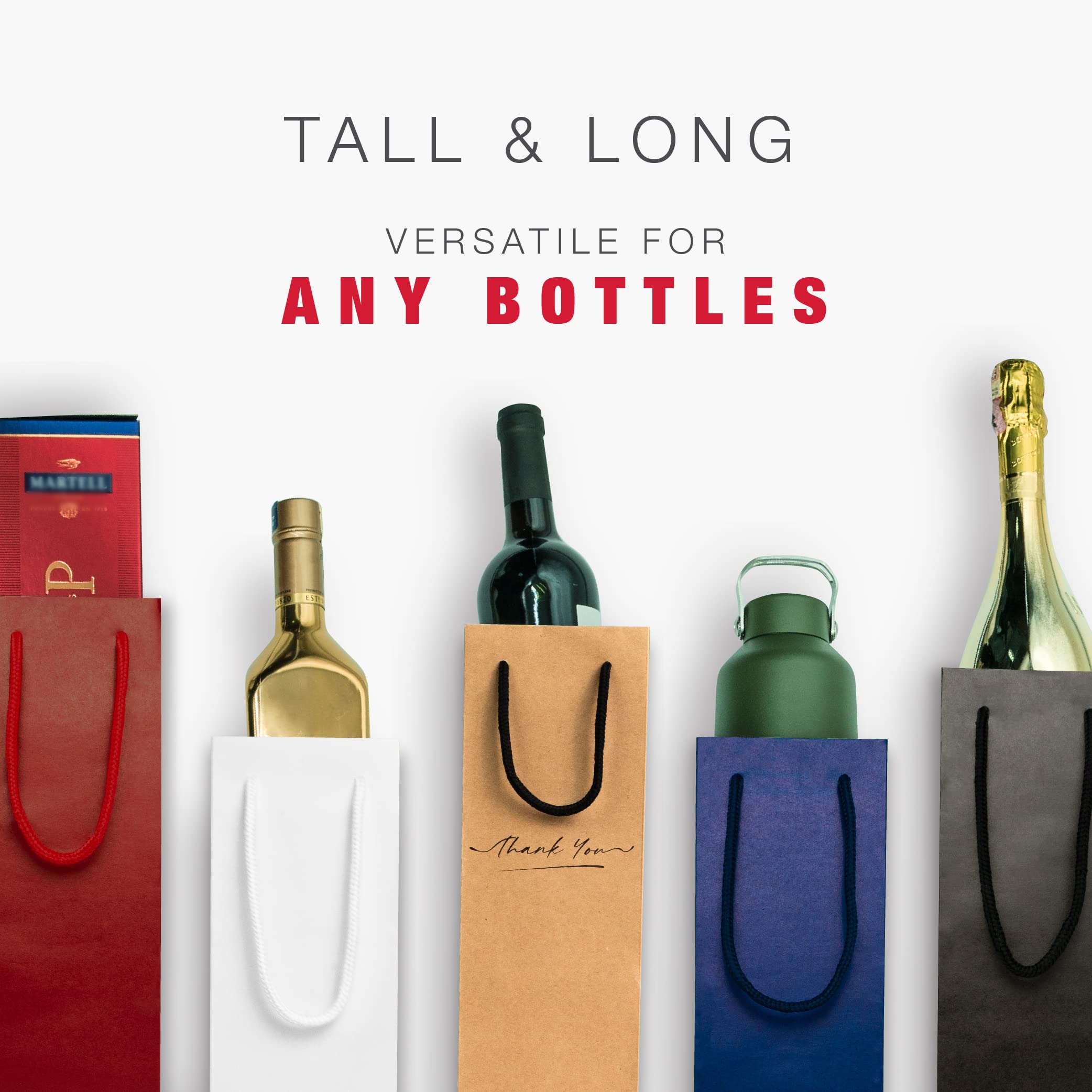 60Pcs Red Kraft Wine Bottle Gift Bags - 4x4x13 Inch Tall Wine Bags for Gifts, Parties & Holiday Packaging | Reusable & Eco-Friendly
