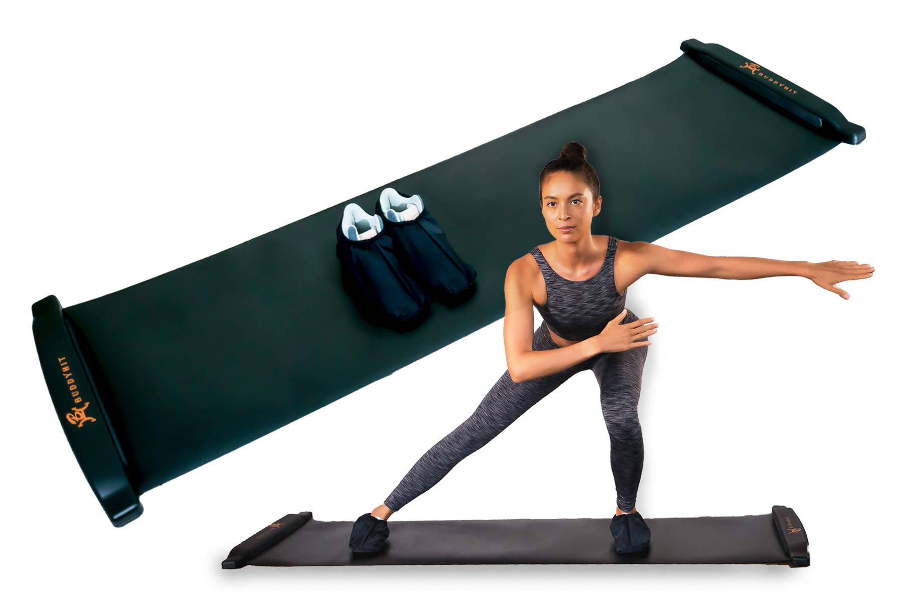 Buddyhit Slide Board - Premium Home Gym Equipment for Cardio, Balance & Strength Training - Includes Lycra Gloves & Shoe Covers - Perfect for HIIT, Pilates & Home Workouts
