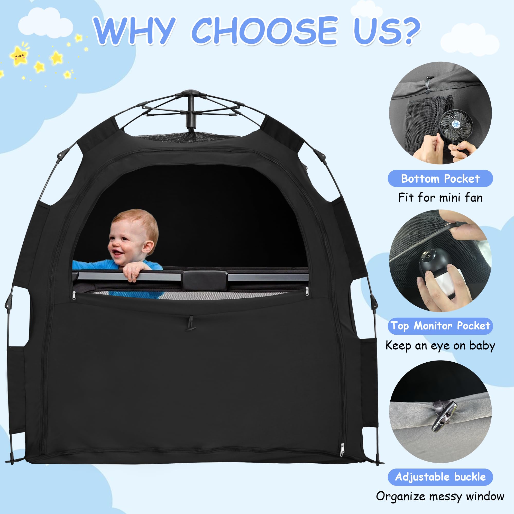 Portable Baby Sleep Tent for Pack N Play - Easy One-Click Assembly, Breathable & Light Blocking Nursery Pod for Infants & Toddlers - Perfect for Travel, Daycare & Nap Time
