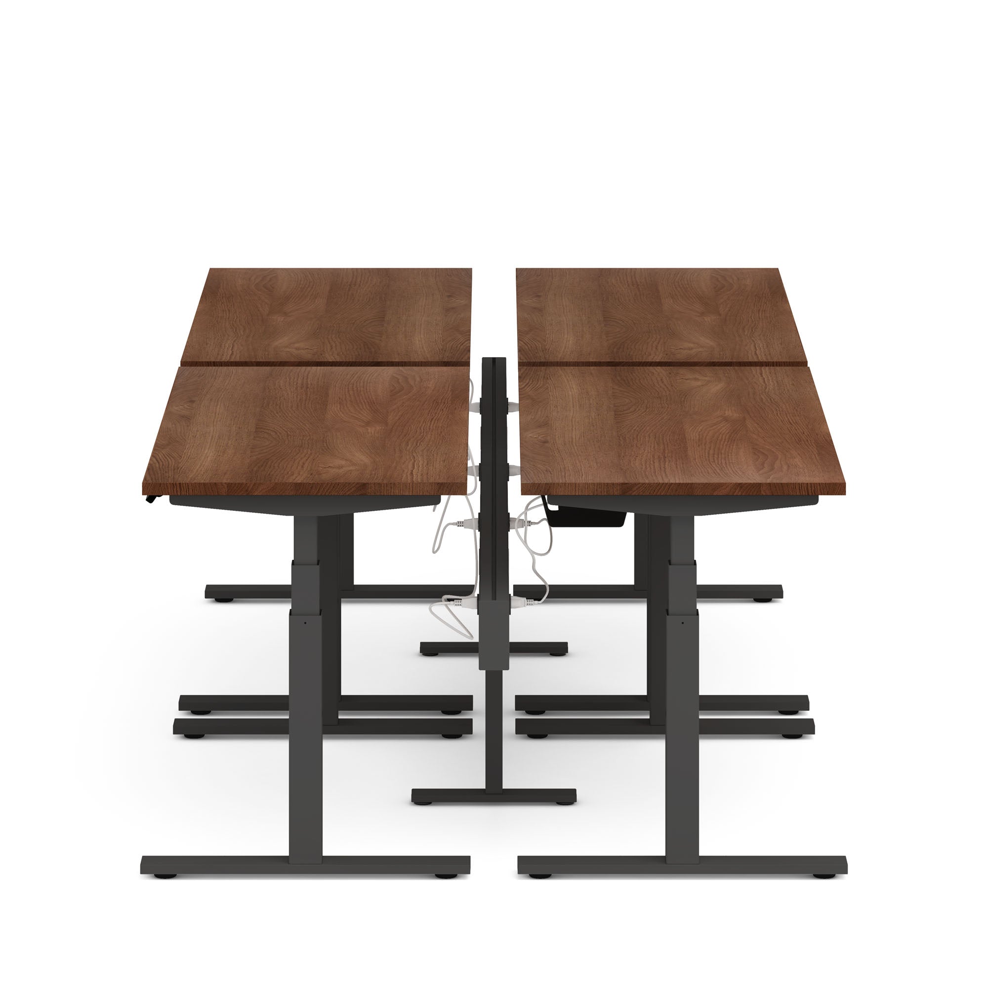 Series L Desk for 4 with Boom Power Rail - Modern Office Workstation for Collaborative Workspaces, Home Offices & Coworking Environments