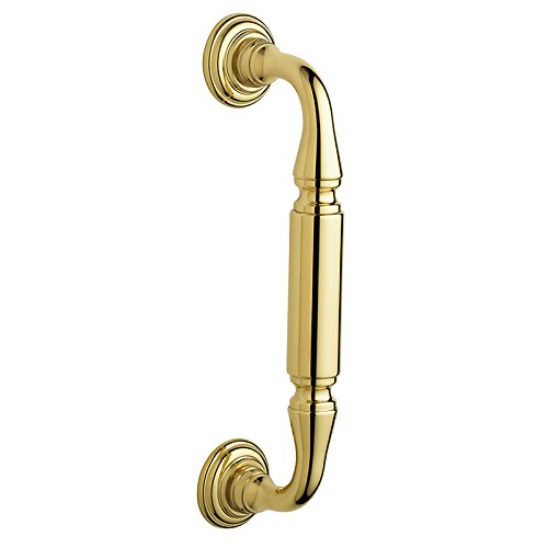 Baldwin 2576 8 Inch Center to Center Richmond Style Door Pull with Rosettes - Non-Lacquered Brass - Perfect for Vintage Home Decor & Cabinet Hardware Upgrade