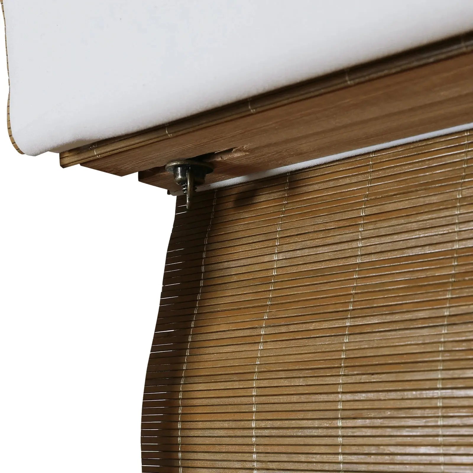 Sybil Bamboo Roman Shade in Cinnamon - Natural Wood Window Treatment for Living Room & Bedroom - Light Filtering & Privacy