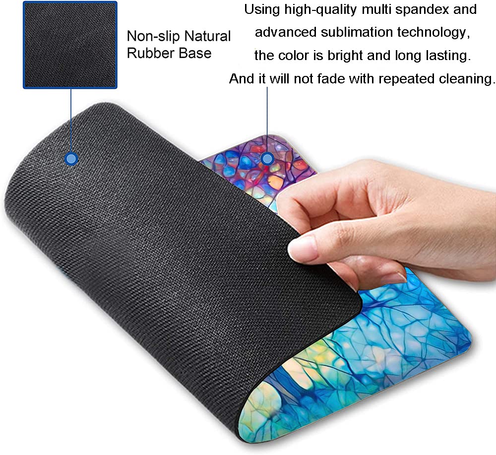 Tree of Life Mouse Pad - Non-Slip Rubber Base, Waterproof Square Mouse Mat for Office & Home Laptop Use - Cute Rainbow Design for Gaming, Work & Study (Hokafenle Brand)