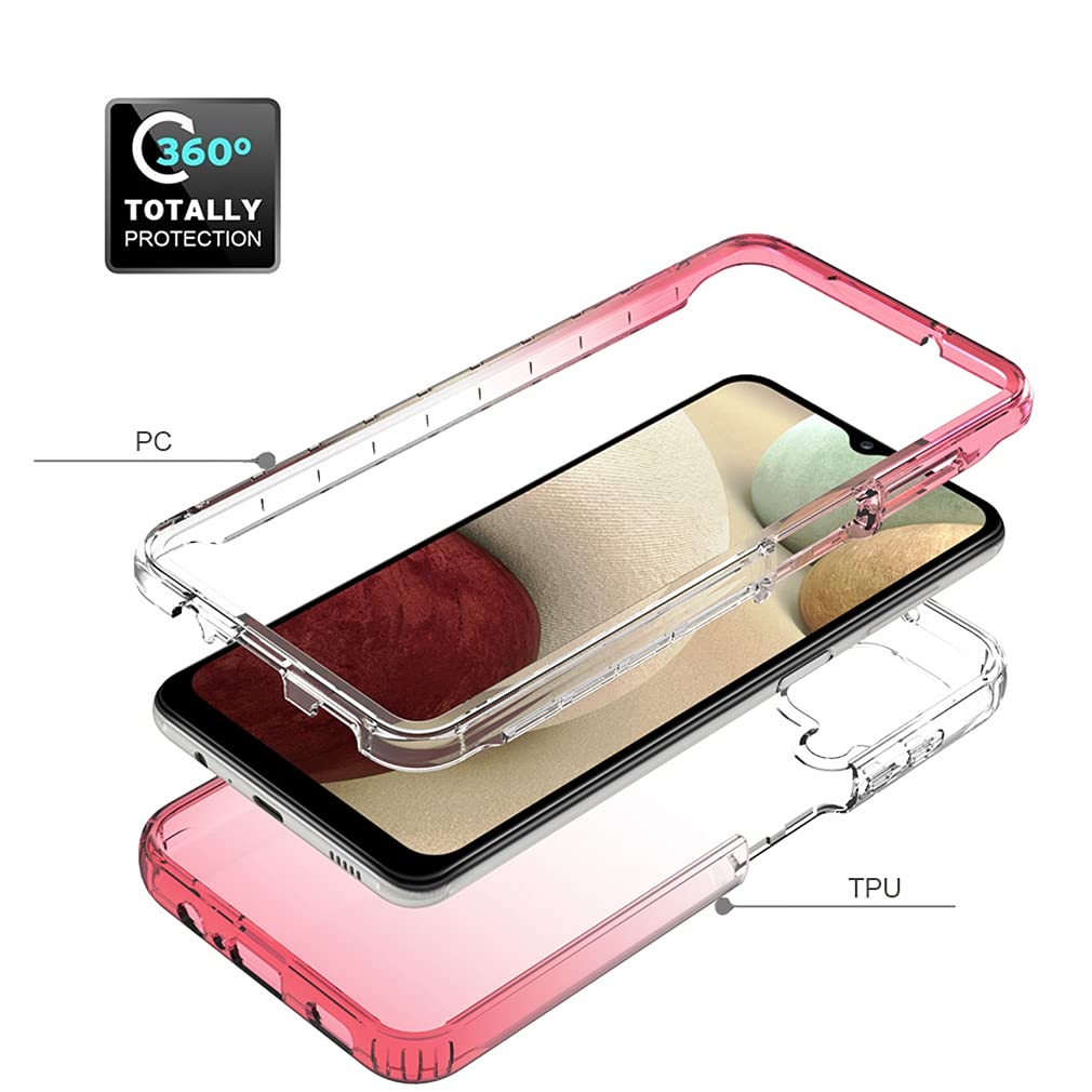 Samsung Galaxy A12 5G Phone Case for Women - Shockproof Clear TPU Full Body Protective Cover with Soft Flexible Design (Red) | Perfect for Everyday Use, Work & Travel Protection