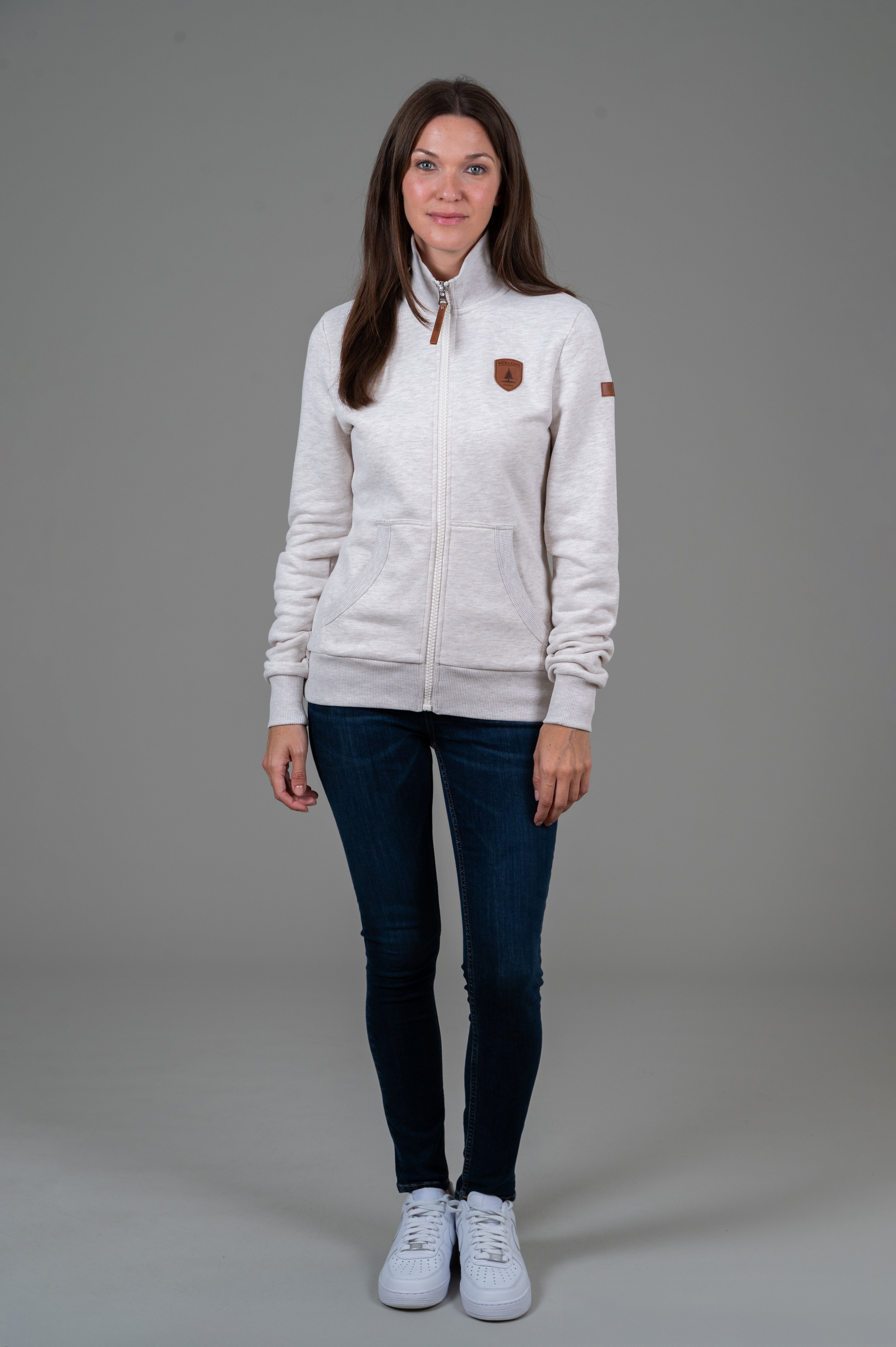 Marla Full Zip Rib Neck Sweatshirt for Women - Soft Heather Oatmeal Pullover - Cozy Casual Wear for Fall & Winter | Perfect for Lounging, Running Errands, and Outdoor Activities