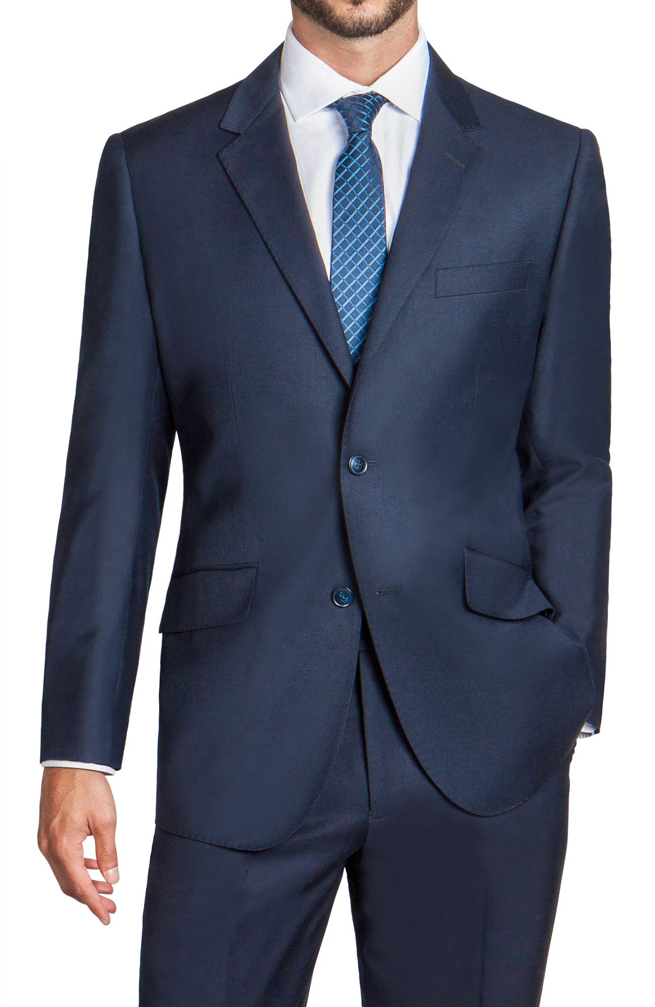 Men's Modern Fit 2-Piece Italian Wool Suit with 2-Button Blazer & Trousers - Premium Business Formal Attire for Weddings, Office Meetings & Special Events