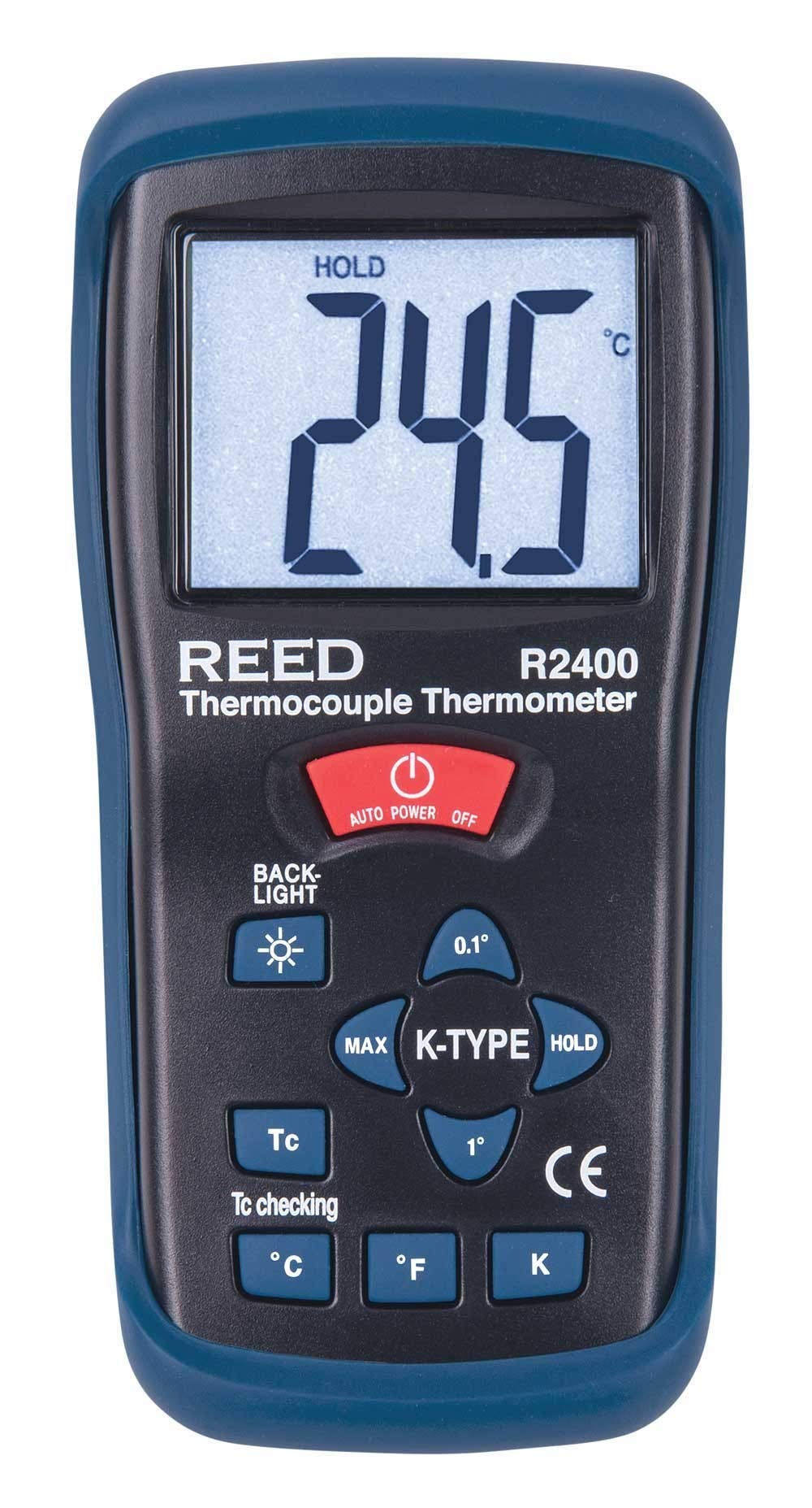 REED Instruments R2400 Digital Thermometer with Type K Thermocouple Probe - High Accuracy Temperature Measurement for HVAC, Food Safety, and Industrial Use
