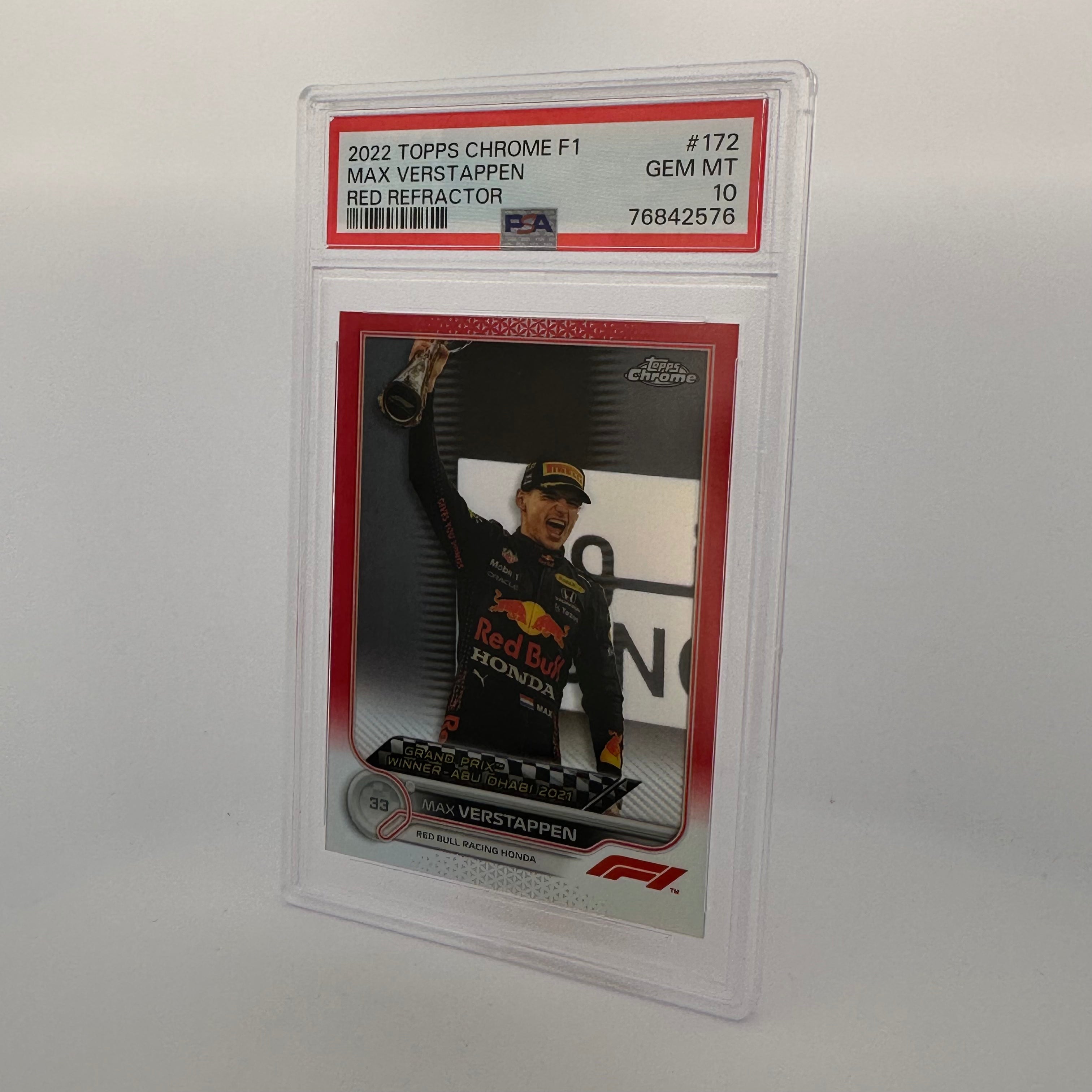 PSA 10 5/5 Max Verstappen #172 Red Refractor - Rare Collectible Trading Card for F1 Fans & Sports Memorabilia Collectors - Perfect for Display, Investment & Racing Enthusiasts