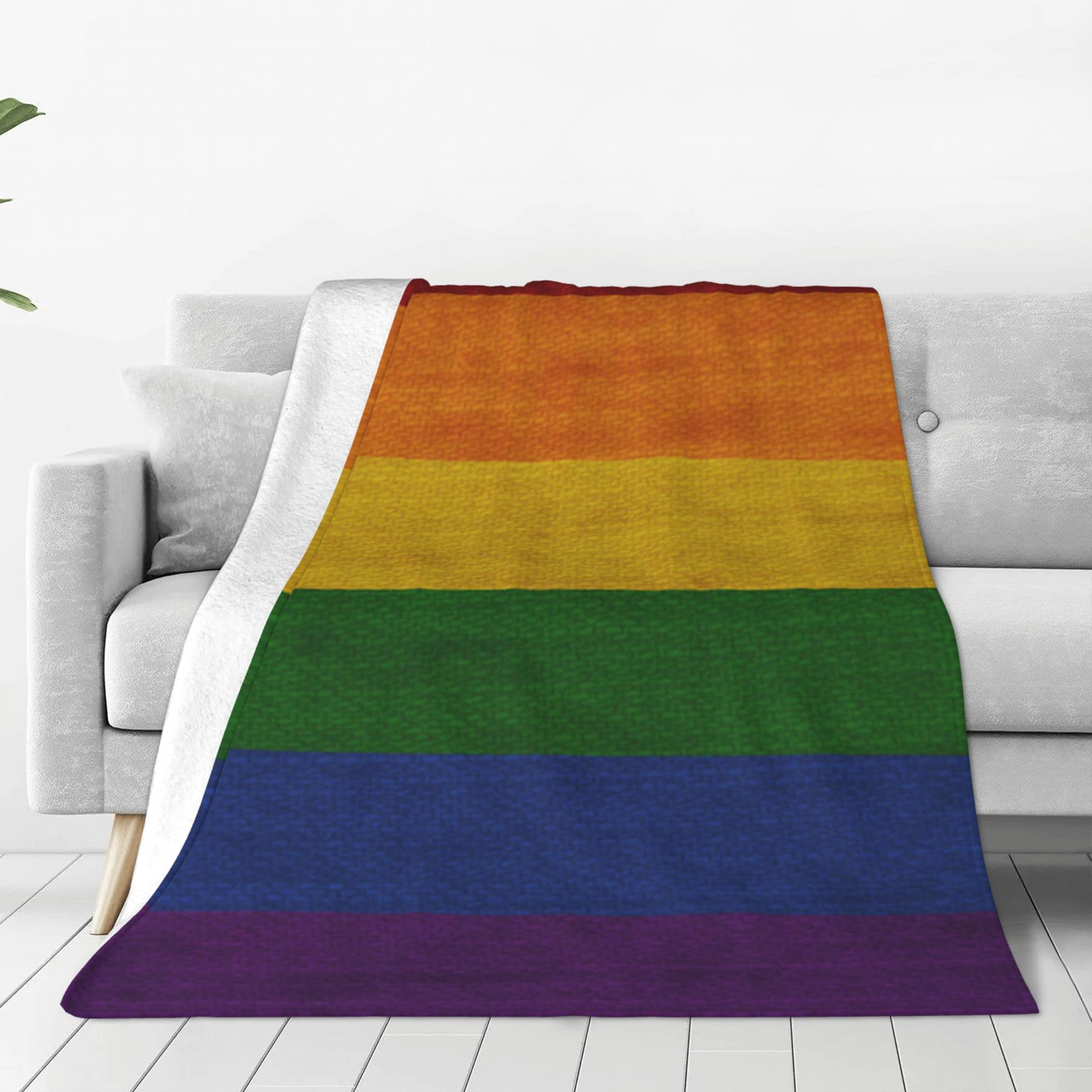 LGBT Pride Flag Flannel Blanket - Soft, Lightweight & Cozy Throw for Men & Women - Summer Wedding, Birthday Gift - Queen & King Size - Perfect for Sofa, Couch, Bed & Outdoor Picnics