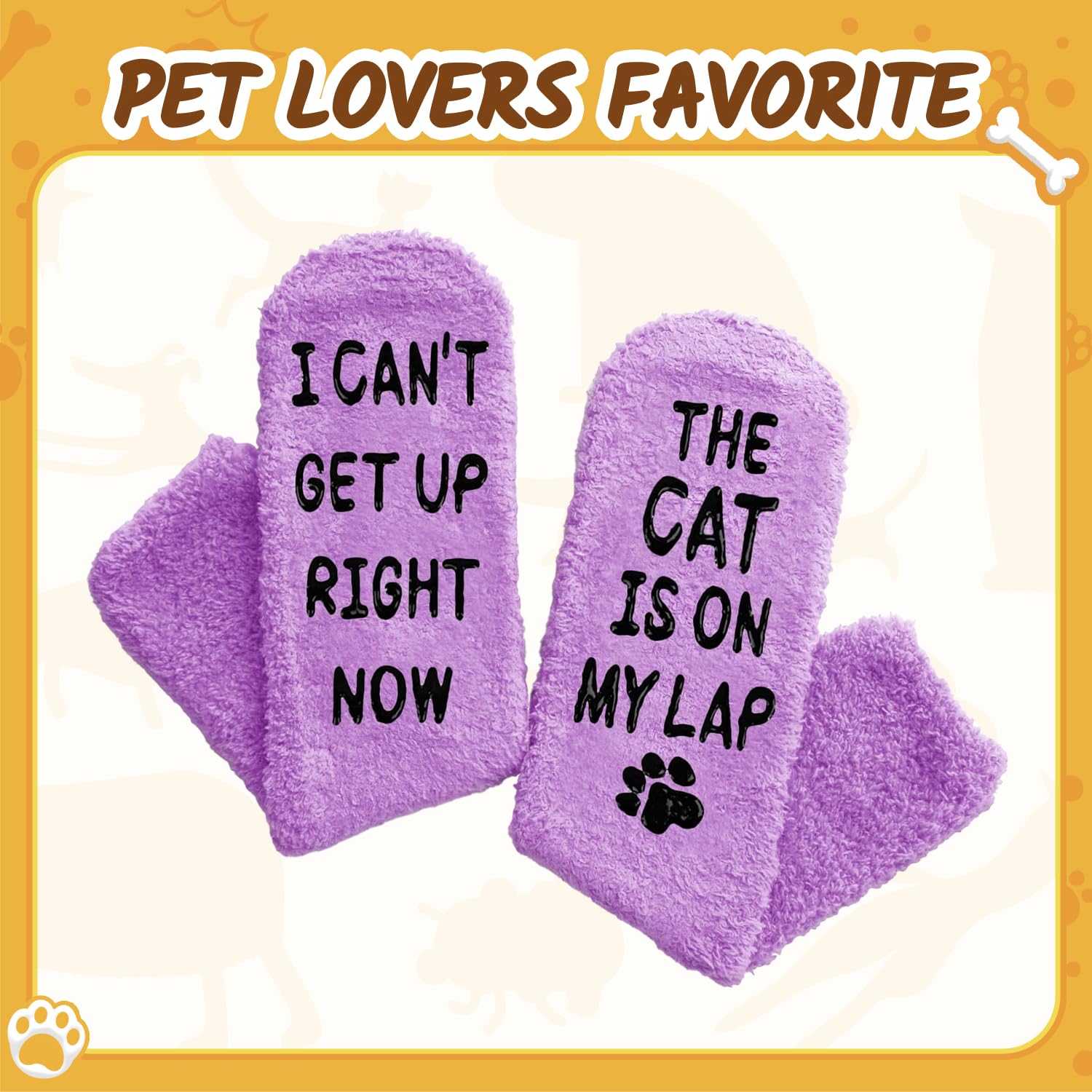 **HappyPop Cat Mom Gifts for Cat Lovers - Funny Novelty Cat Socks, Crazy Silly Purple Fuzzy Socks for Women - Perfect for Birthday, Christmas & Cozy Home Wear**