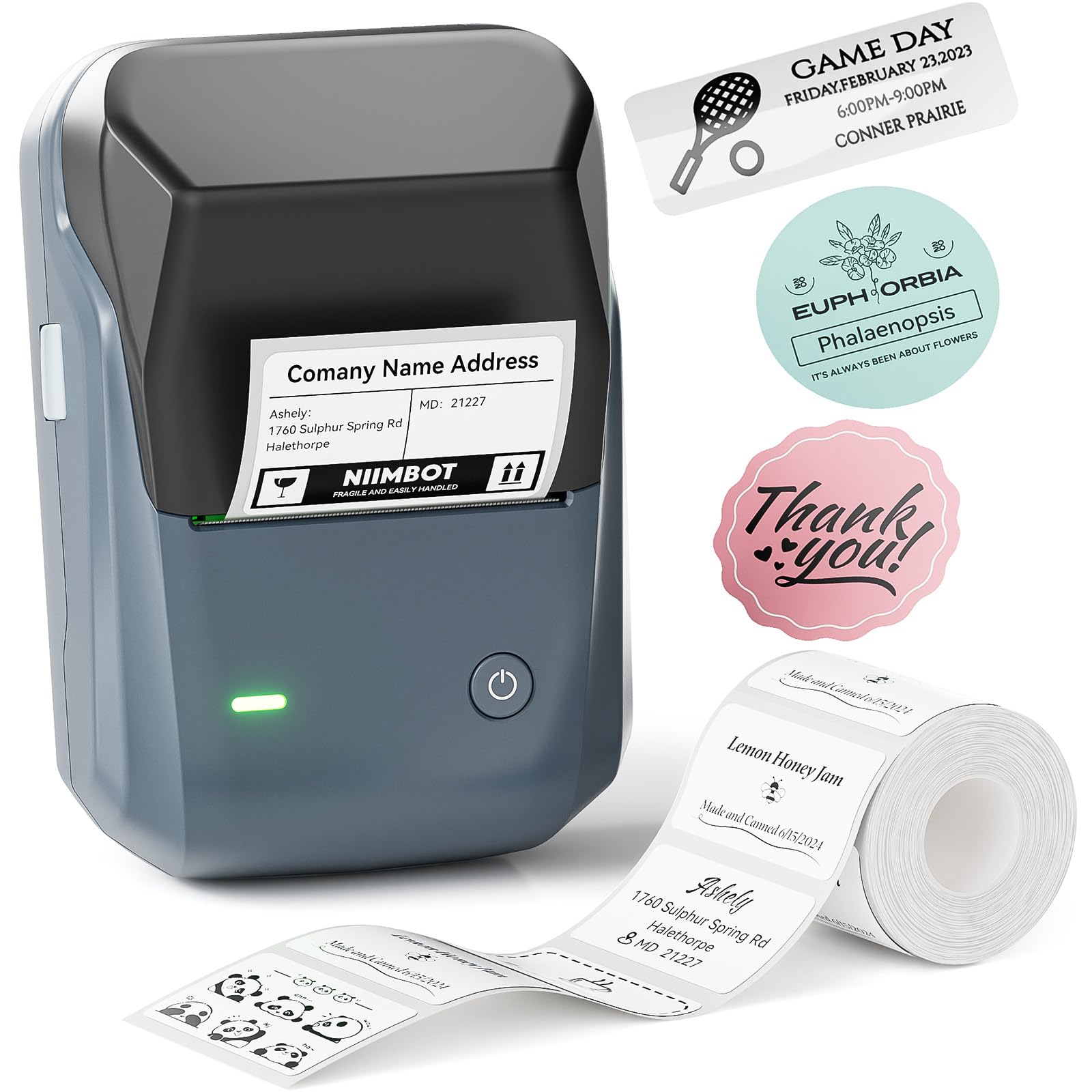 NIIMBOT B1 Bluetooth Label Printer with 1 Starter Roll - 20-50mm Thermal Label Maker for Retail, Office, Supermarket - Compatible with iOS & Android - Perfect for Shipping, Organizing & Inventory Management
