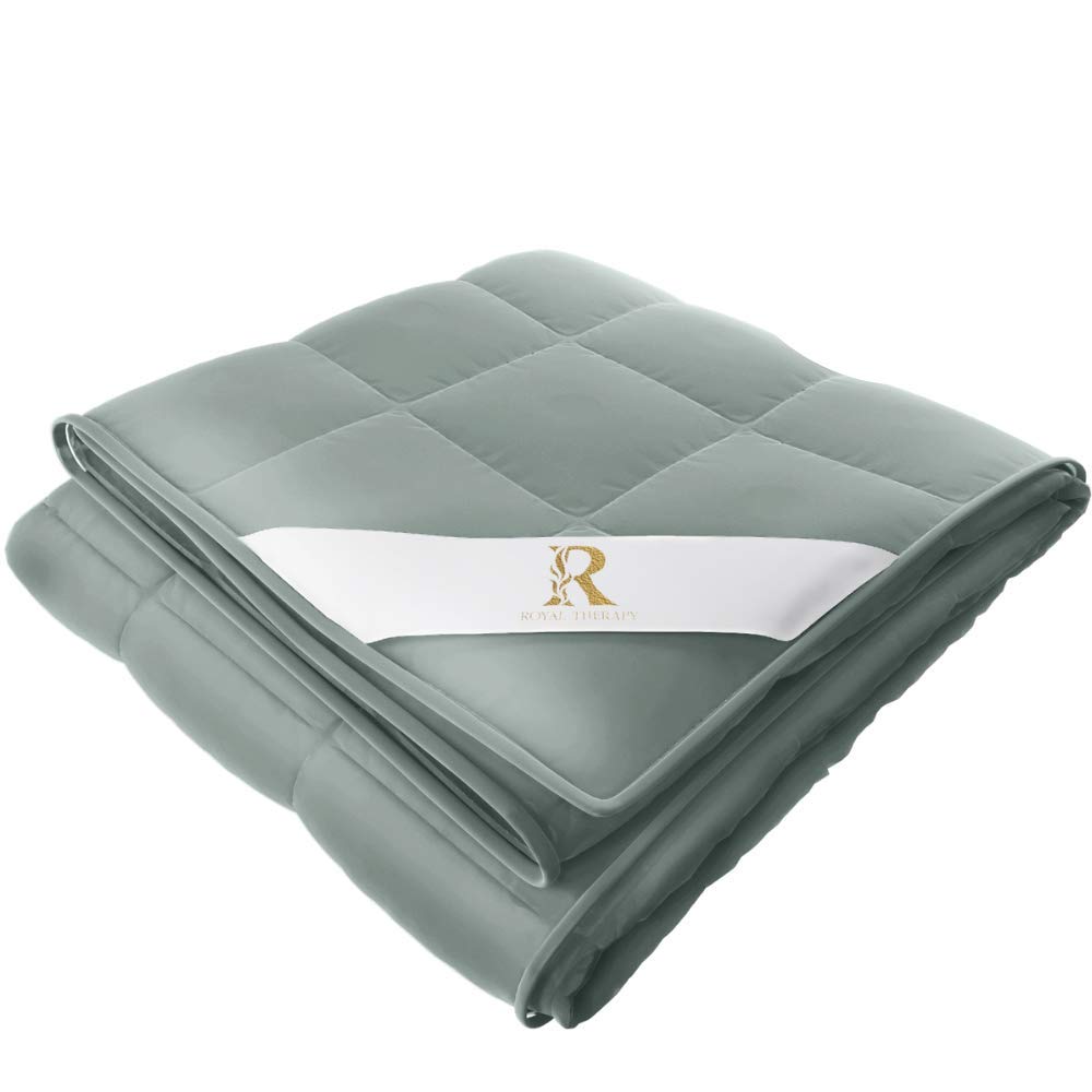 Royal Therapy Weighted Blanket 15lbs - 100% Cotton Heavy Blanket with Premium Glass Beads for Adults (48