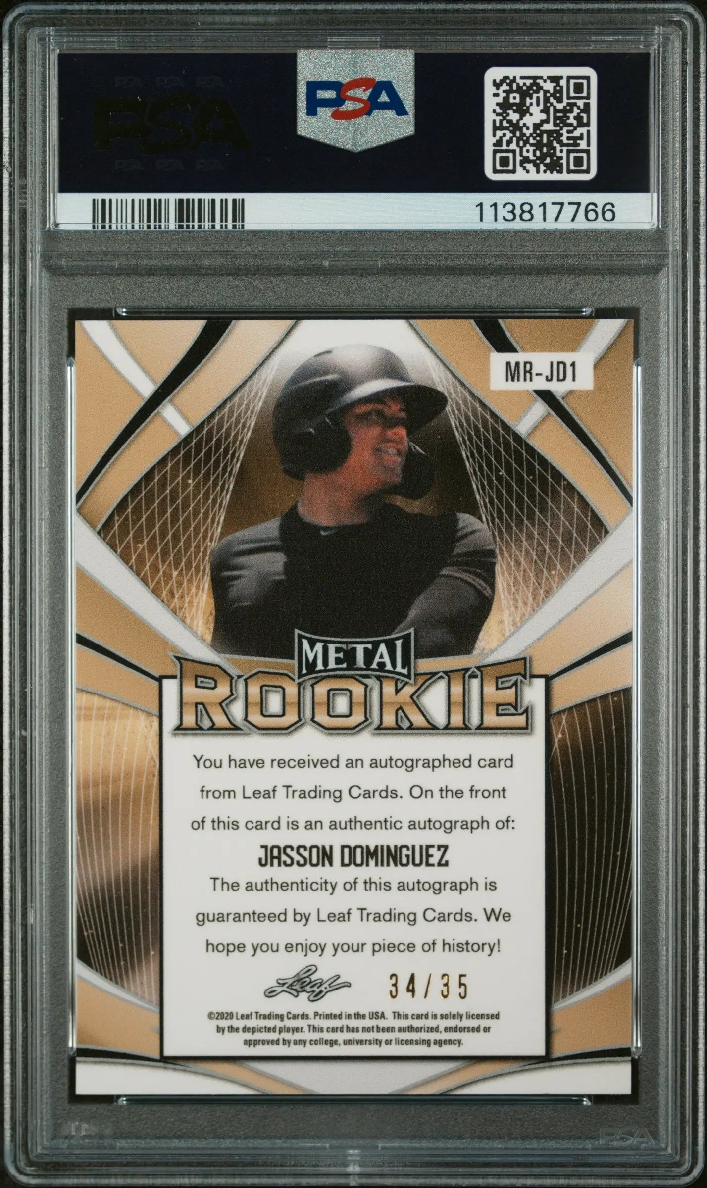 2020 Leaf Metal Baseball Rookie Auto Jasson Dominguez Silver Crystal PSA 9 /35 - Rare Collectible Card for Baseball Fans & Sports Memorabilia Collectors - Perfect for Display, Investment & Trading