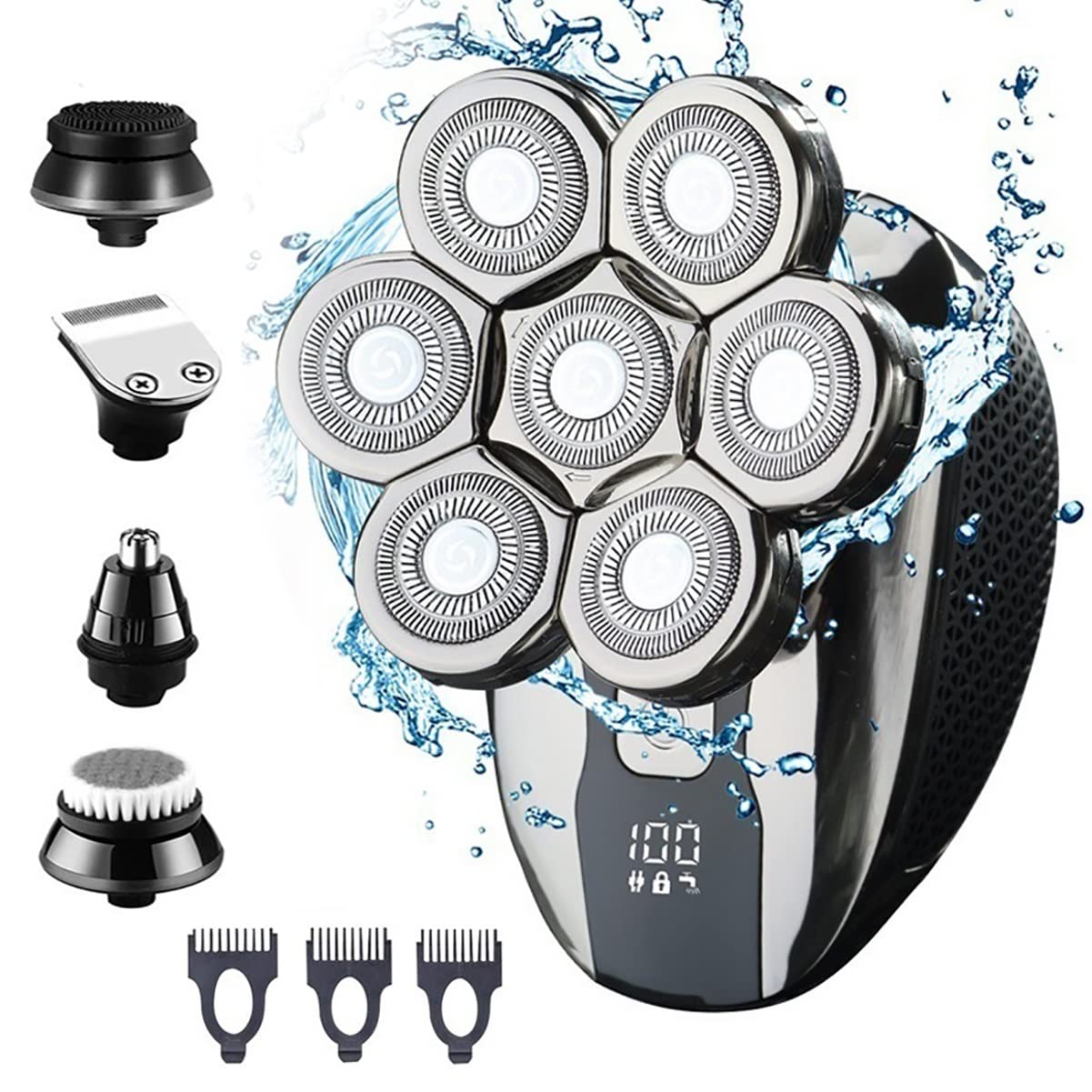 5-in-1 Electric Razor for Men - Waterproof Wet/Dry Shaver with 7D Floating Heads & Hair Clipper | Perfect for Travel, Home Use & Gift Giving