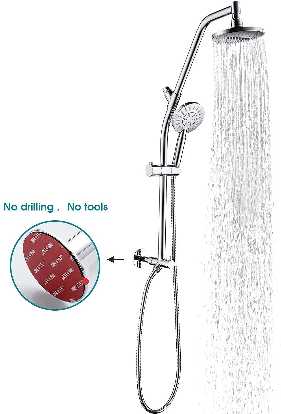 BRIGHT SHOWERS High Pressure Rain Shower Head Combo with Handheld Shower Head & 6 Inch Brass Shower Arm - Chrome Finish for Luxurious Bathroom Upgrade | Perfect for Spa-Like Experience and Water Conservation
