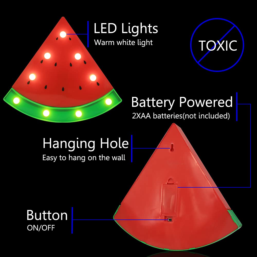 Battery Operated LED Watermelon Night Light - Portable Watermelon Shaped Desk Lamp for Kids Room, Nursery Decor & Christmas Gift (Red) - Perfect for Bedtime, Parties & Wall Decoration