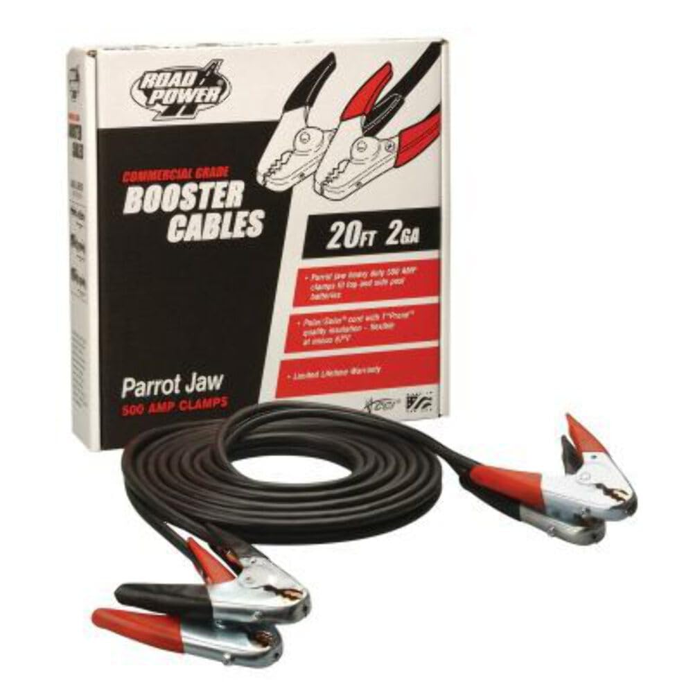 20-Ft 2-Gauge Heavy Duty Commercial Booster Jumper Cables for Car & Truck Battery - Emergency Roadside Assistance, Vehicle Jump Start Kit for Cars, SUVs, Trucks, Vans