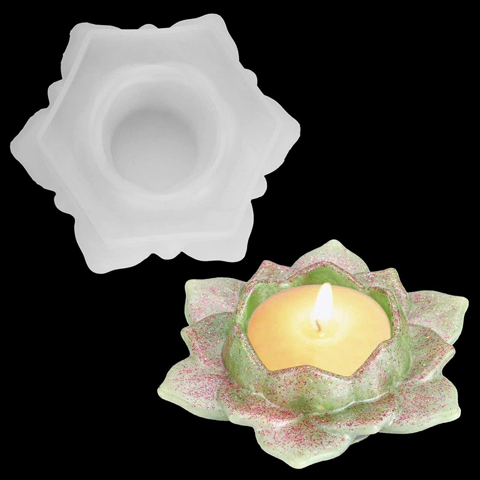 DIY Resin Silicone Molds for Lotus Flower Candle Holder - Jewelry Storage Box & Candlestick Making Kit for Home Decor, Wedding Centerpieces & Craft Projects