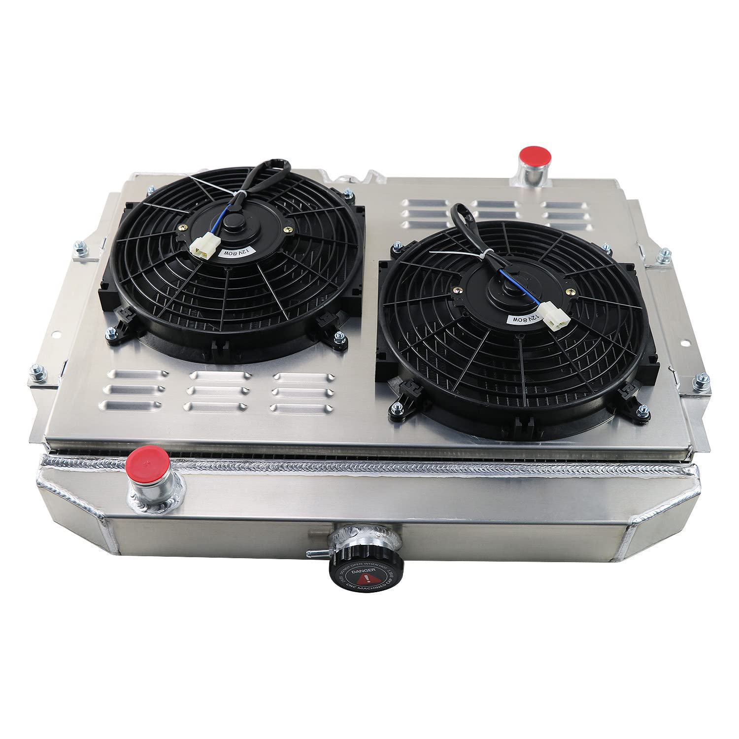 High-Performance 3-Row Aluminum Radiator for 1958-1974 AMC Rambler/Javelin AMX/SST/DPL V8 - Includes Electric Shroud Fan & Relay Kit - Perfect for Classic Car Restoration & Hot Rod Upgrades