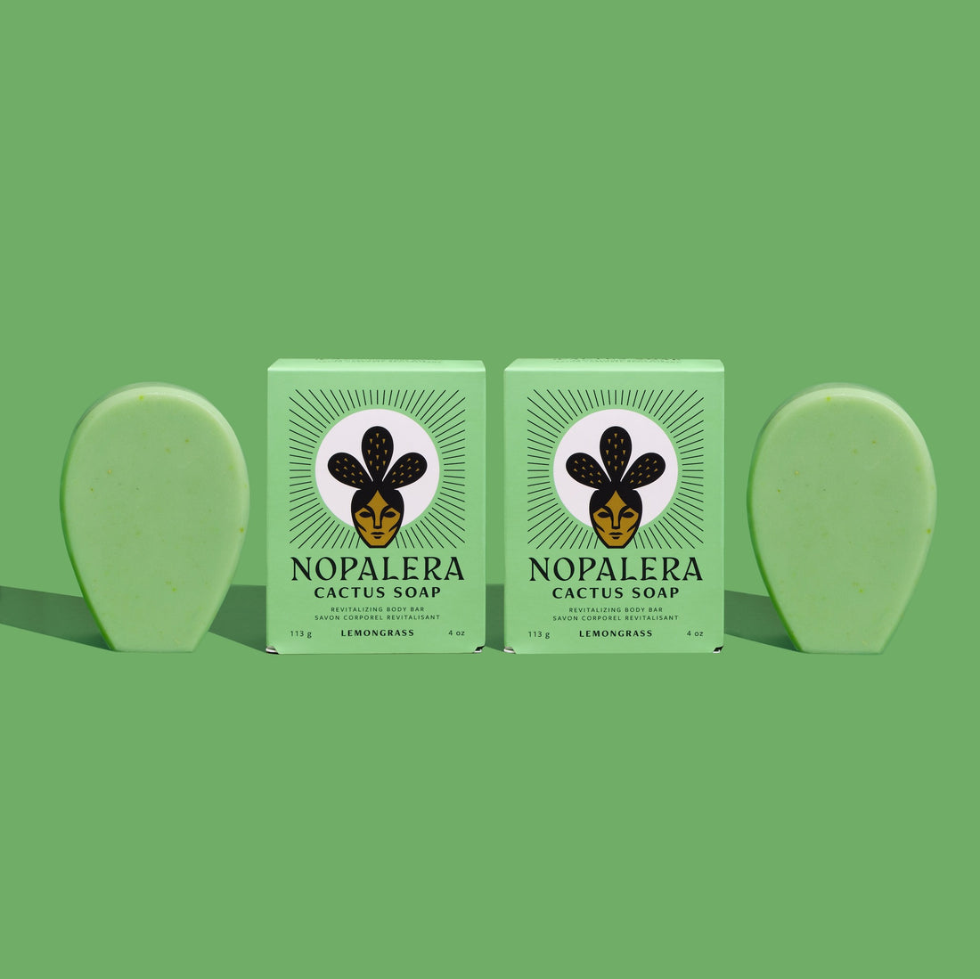 Nopalera Lemongrass Cactus Soap - Natural Exfoliating & Moisturizing Bar for Dry Skin - Perfect for Shower, Bath & Gift Sets