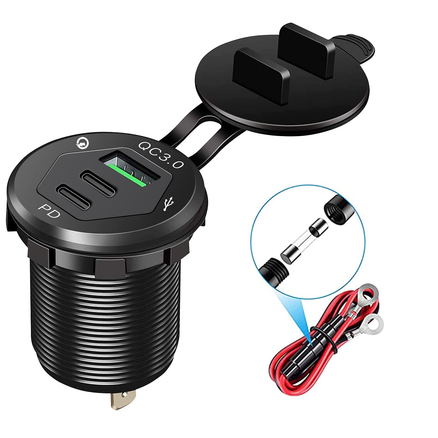 18W Dual PD & QC 3.0 Fast USB C Car Charger - 12V USB Outlet Adapter for iPhone 15/14 Pro Max, Samsung Galaxy S23/S22 Ultra - Rapid Charging for Cars, Trucks, Boats & Marine Vehicles | Perfect for Road Trips, Commuting, Travel & Emergency Charging | Car Accessories & Tech Gadgets