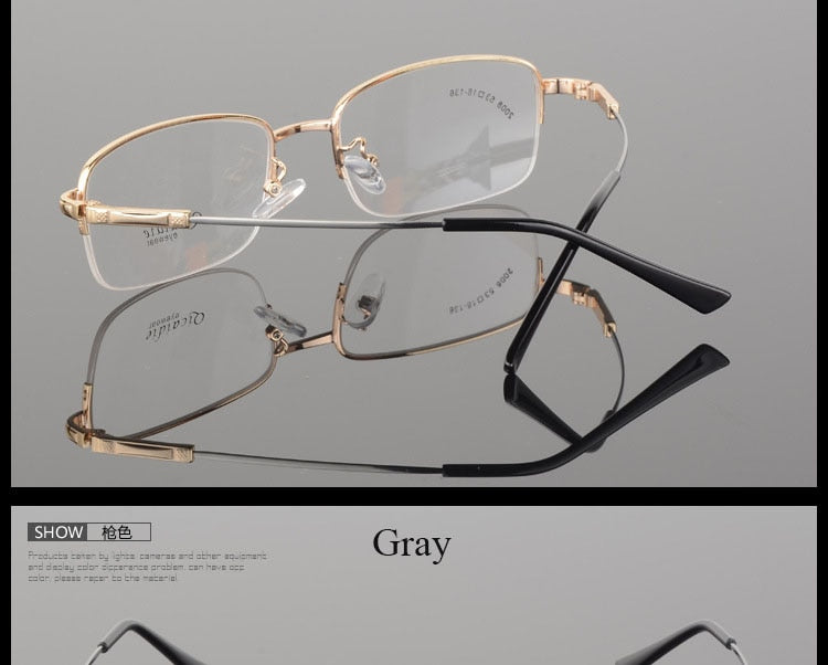 Bclear Men's Semi-Rim Square Alloy Eyeglasses - Lightweight Metal Frame Glasses for Men - Perfect for Office, Reading & Everyday Use (2008 Collection)