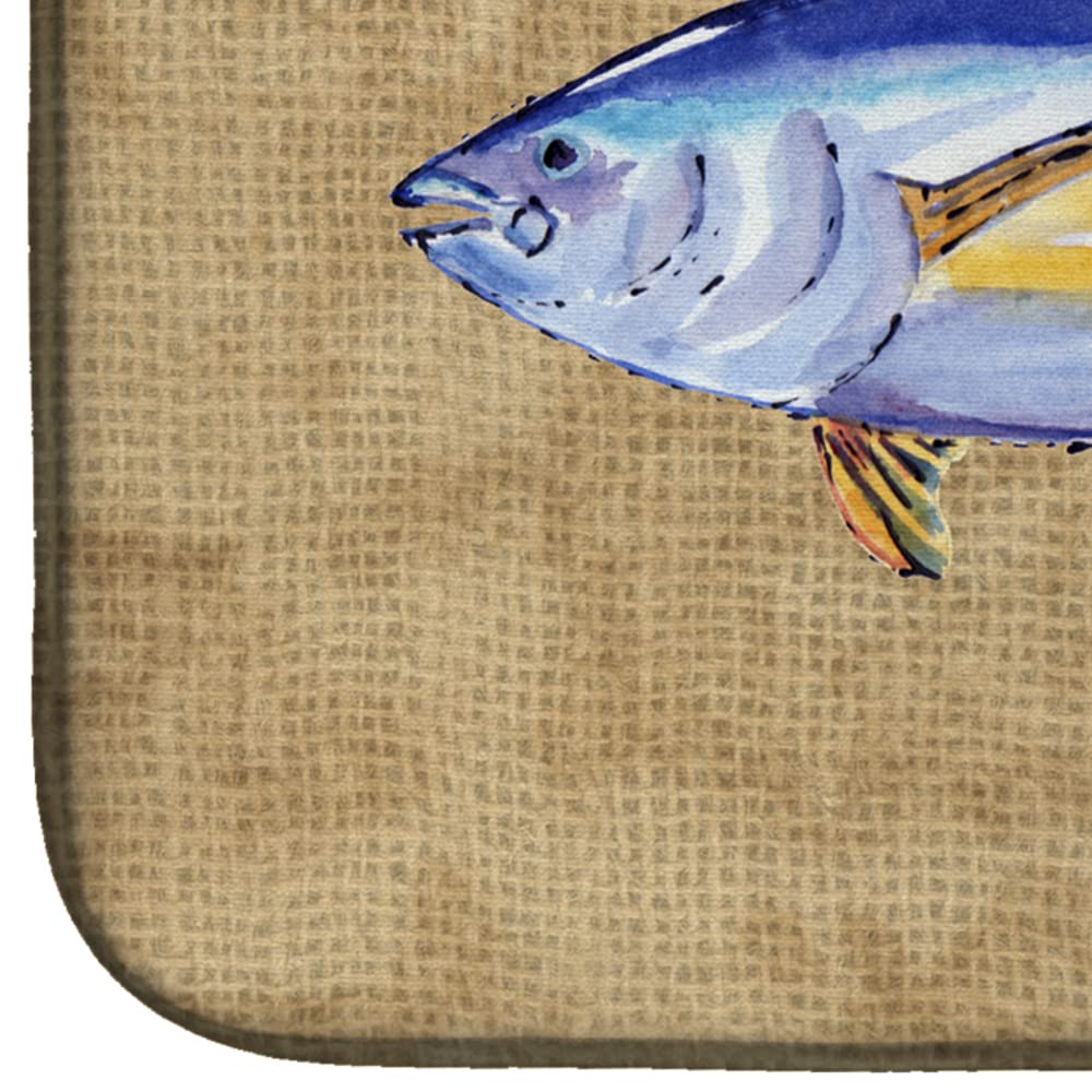 Caroline's Treasures 8817DDM Absorbent Tuna Fish Dish Drying Mat - 14 x 21 Inch Colorful Kitchen Countertop Drying Pad | Perfect for Dishes, Utensils & Cookware Drainage