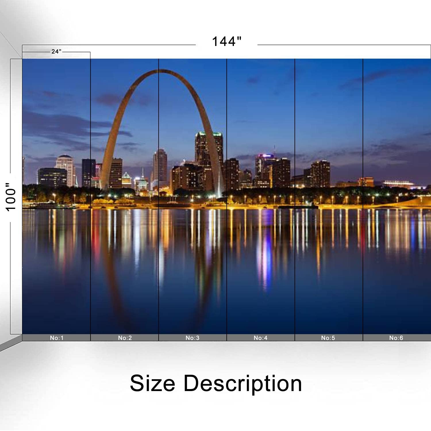St. Louis Skyline PVC Peel and Stick Wallpaper - Removable Self-Adhesive Wall Mural for Living Room, Bedroom & Home Decor | Easy DIY Wall Sticker for Urban Apartment, Office or Dorm Room