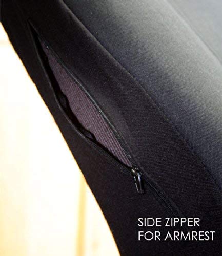 Universal Size Flat Black Cloth Car Seat Covers Set (4-Piece) with Live Laugh Love Embroidery - Airbag Compatible for 40/60 Split Seats - Easy Installation - Perfect for Daily Commute, Road Trips & Car Interior Protection