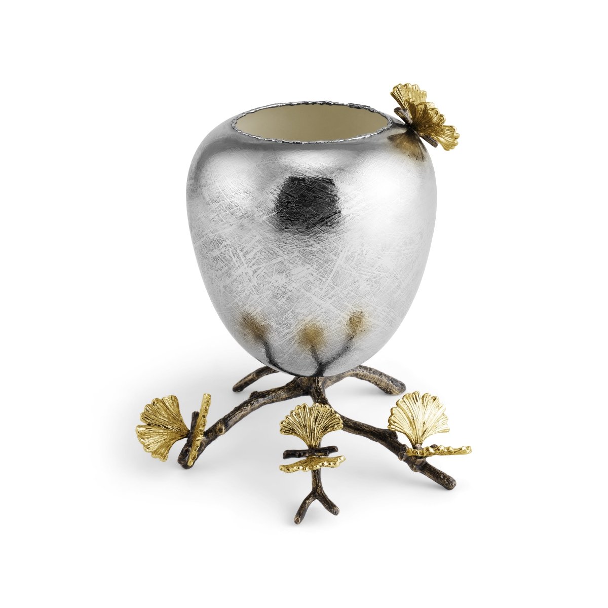 Butterfly Ginkgo Footed Vase - Elegant Ceramic Flower Vase for Home Decor, Wedding Centerpiece, and Tabletop Display