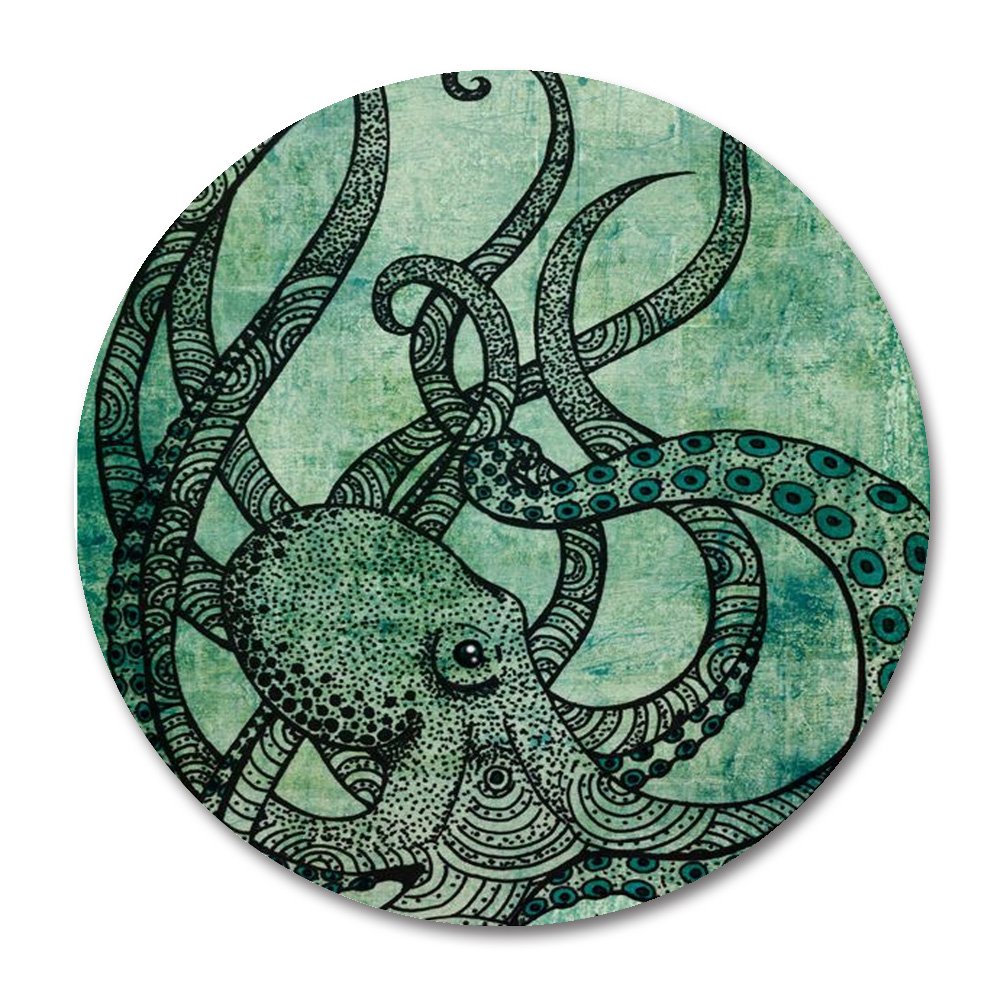 Octopus Round Gaming Mouse Pad - Non-Slip Rubber Base, Vibrant Color Print for PC & Laptop - Perfect for Office Work, Gaming, and Graphic Design