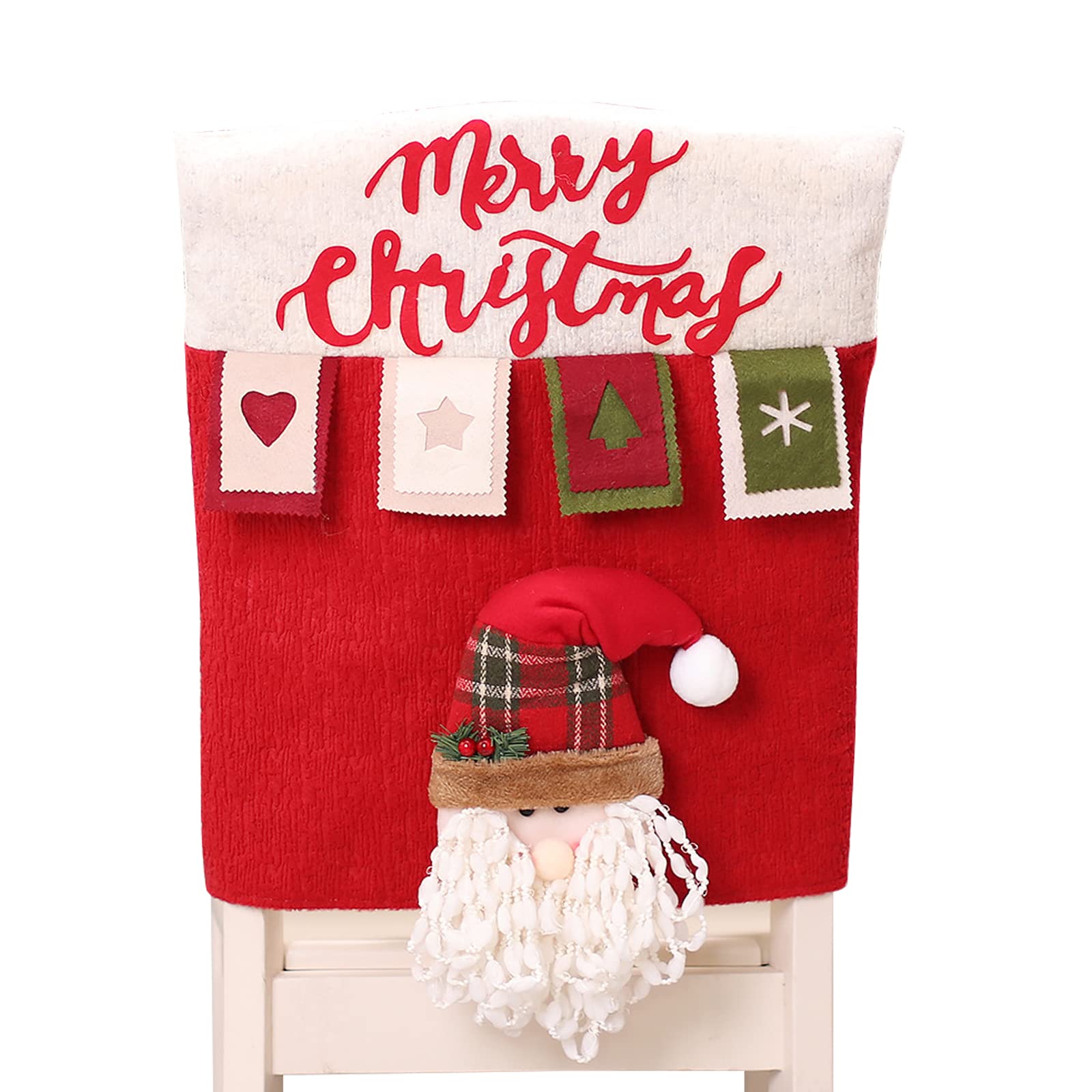 Santa & Snowman Christmas Chair Covers 1pc - Holiday Dining Room & Kitchen Chair Slipcovers for Xmas Party, Restaurant & Festival Decorations - Perfect for Christmas Dinner, Holiday Gatherings & Festive Home Decor