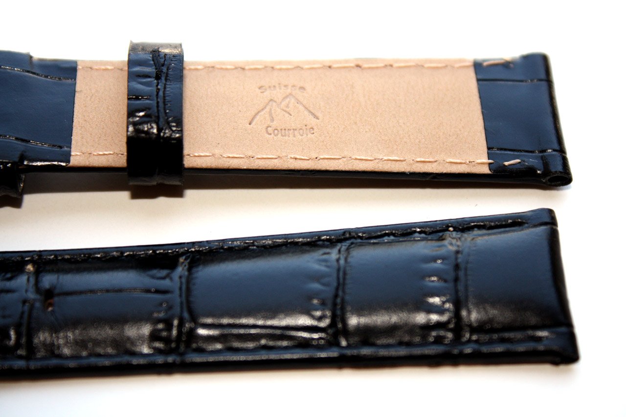 Genuine Leather Crocodile Watch Strap 18L with SS Clasp for Luxury Watches