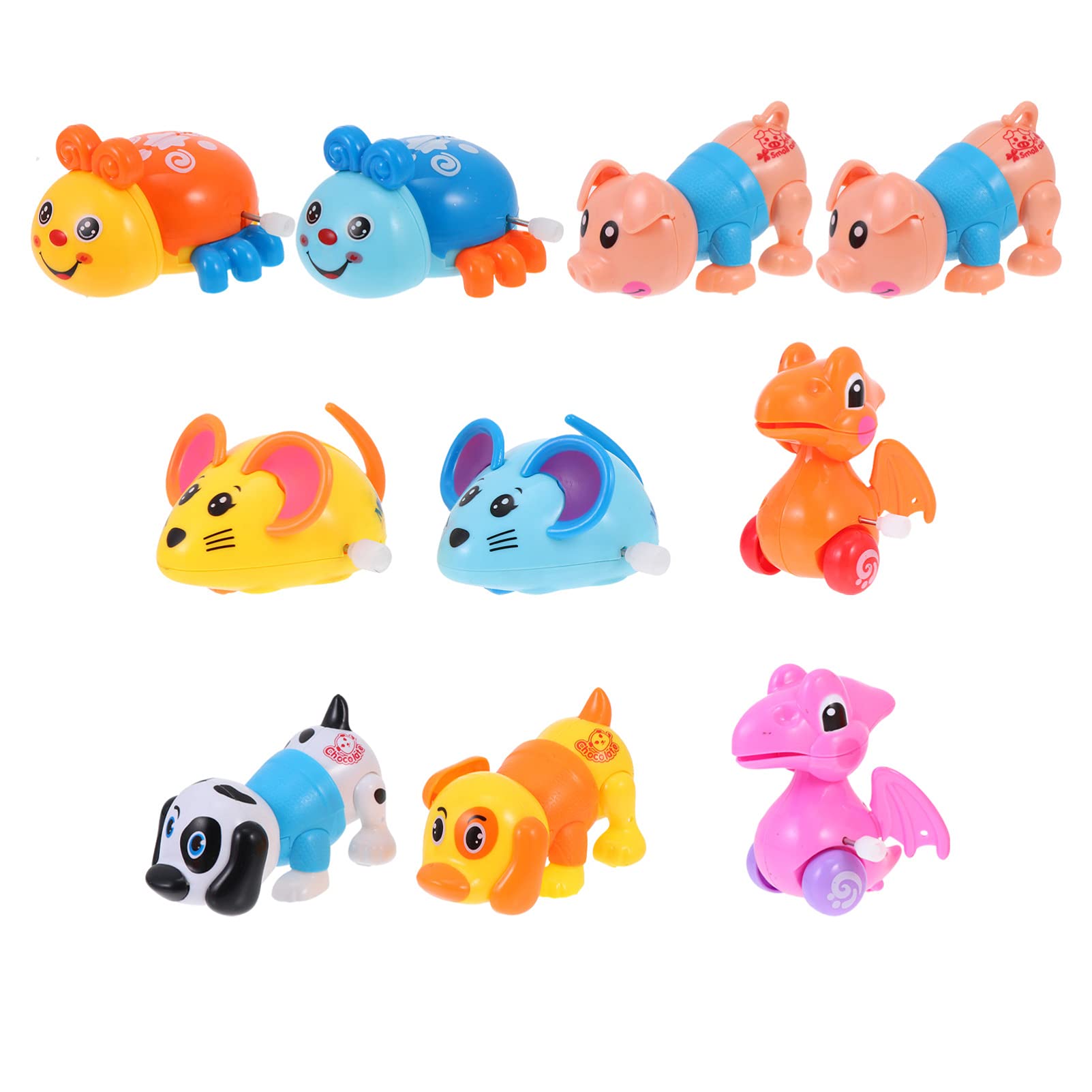 Balacoo 1 Set Kids Wind-Up Toys - Colorful Clockwork Animal Toys (Dragon, Beetle, Mouse, Pig, Dog) for Birthday Party Favors & Gifts | Fun Educational Toys for Toddlers & Preschoolers | Perfect for Playtime, Party Decorations & Learning Animal Names