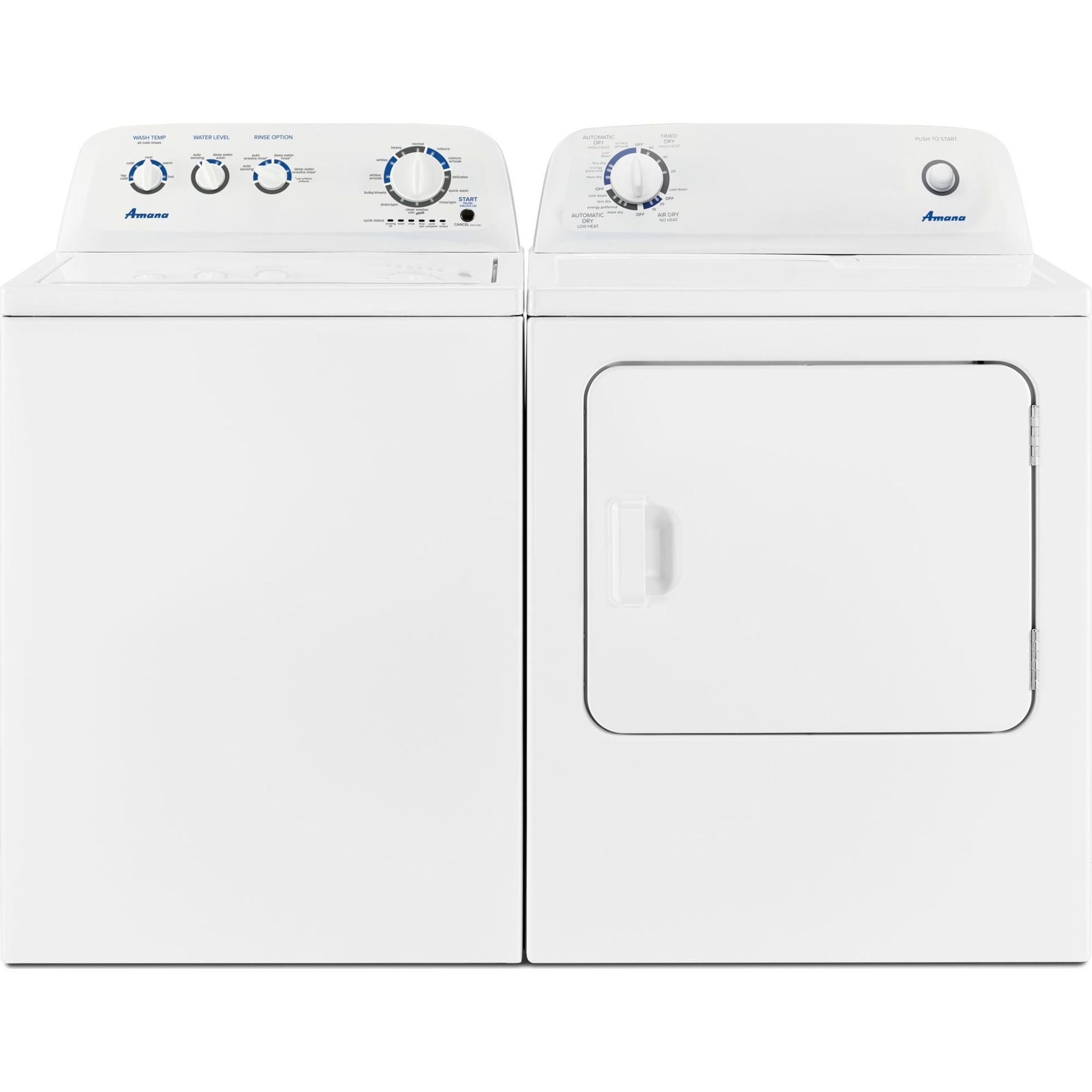 Amana Top Load Washer and Dryer Pair (NTW4519JW & YNED4655EW) - White | Large Capacity Laundry Set for Home, Apartment, or Laundromat Use