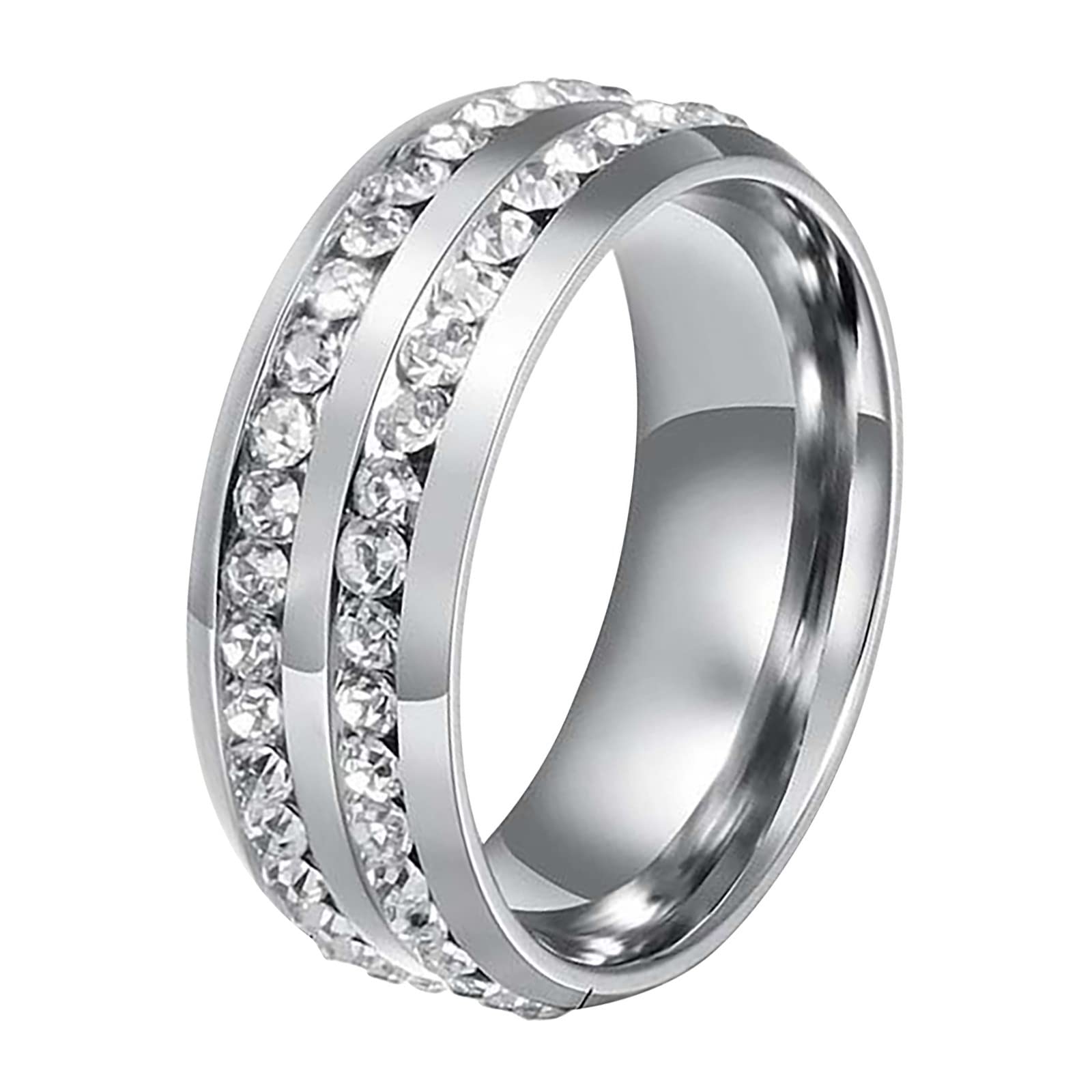 Diamond Couple Ring Set - 1pc Gold Plated Stackable Love Rings for Women & Men | Wedding, Engagement, Anniversary Gift Idea