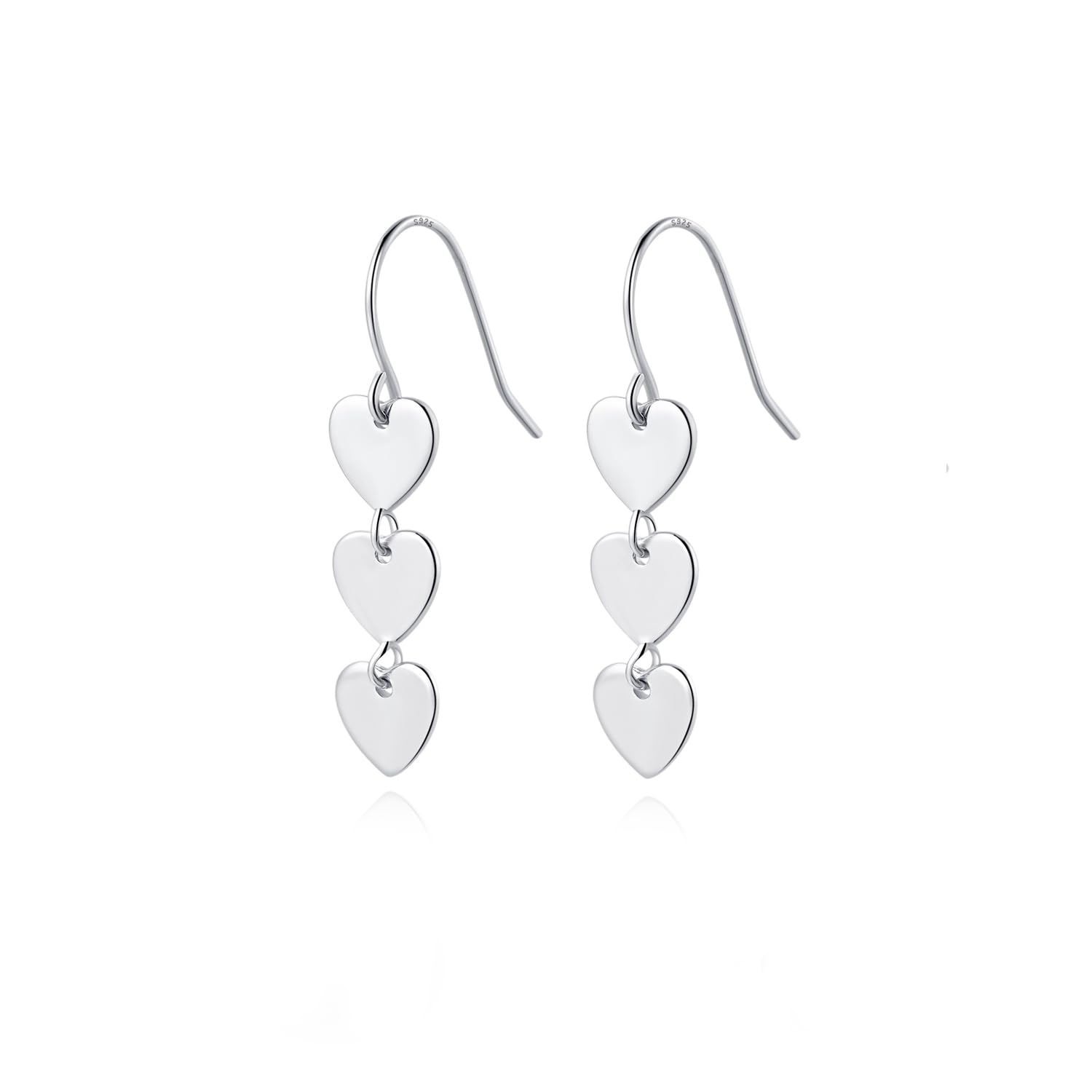 Reffeer 925 Sterling Silver Heart Drop Earrings for Women & Teens - Romantic Dangle Hook Earrings for Valentine's Day, Anniversary & Date Night Gifts